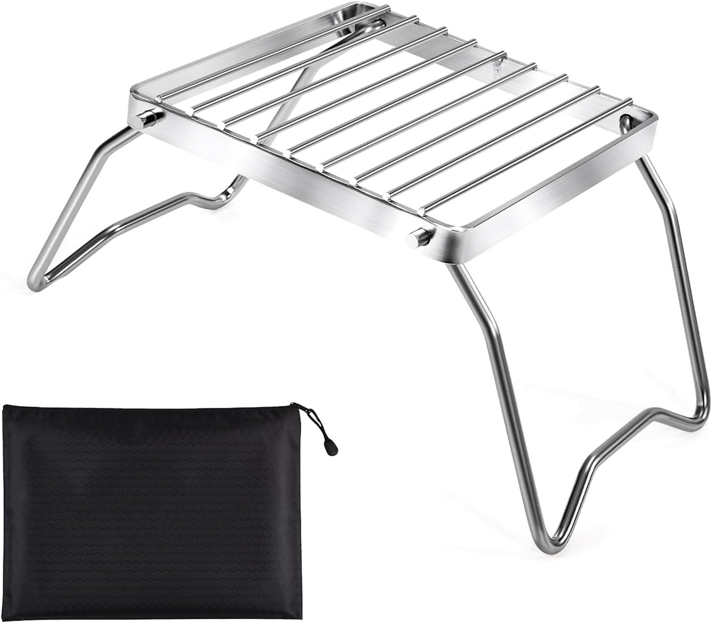 16 X 16 Cm Portable Campfire Grill Stainless Steel Folding Grill with Carry Bag Foldable Campfire Grill for Camping Trekking Garden and Outdoor Barbecue Fun image number 1