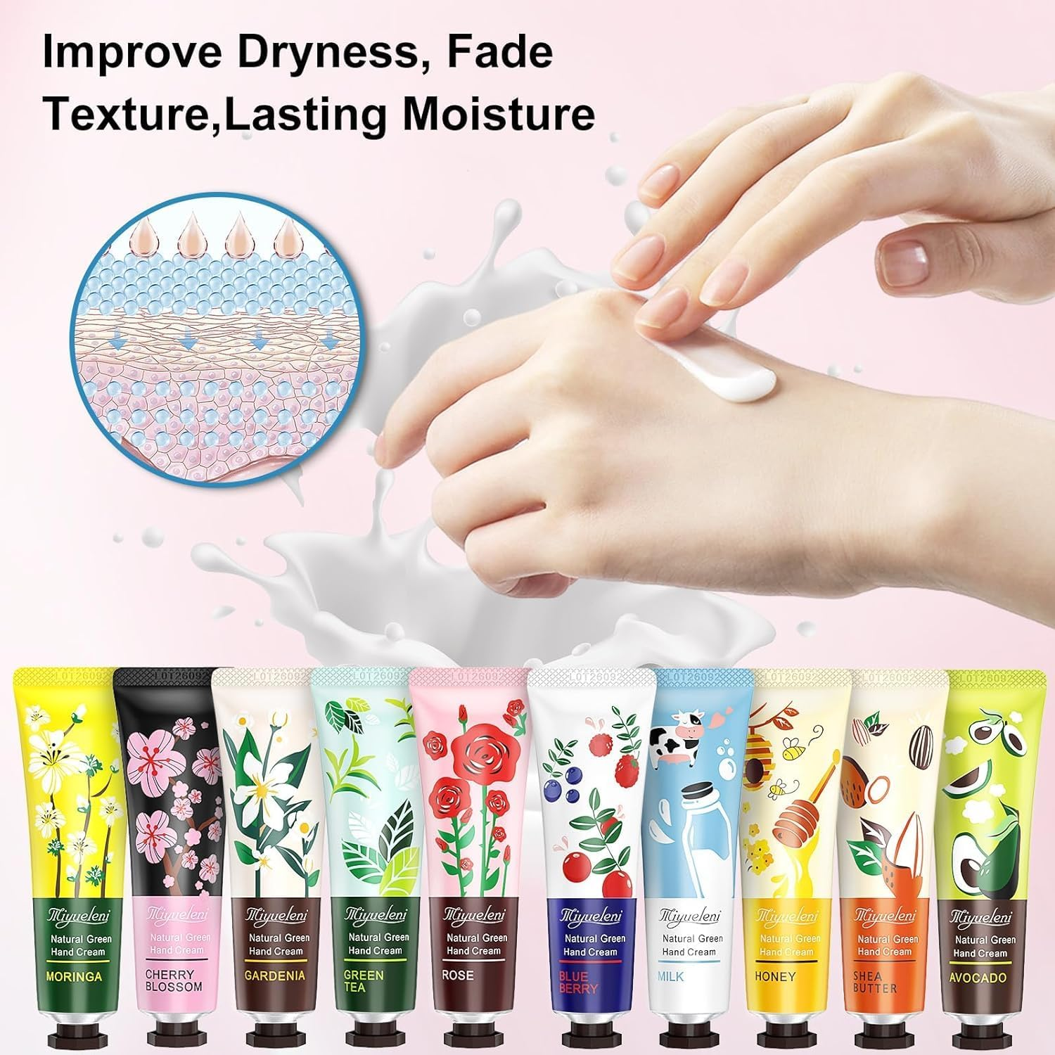 10 Pack Hand Cream Gift Set for Women,Mothers Day for Mom,Teacher Appreciation,Nurses Week Gifts,Birthday Gifts for Women,Natural Plant Fragrance Mini Lotion Moisturizing Hand Care Cream image number 1