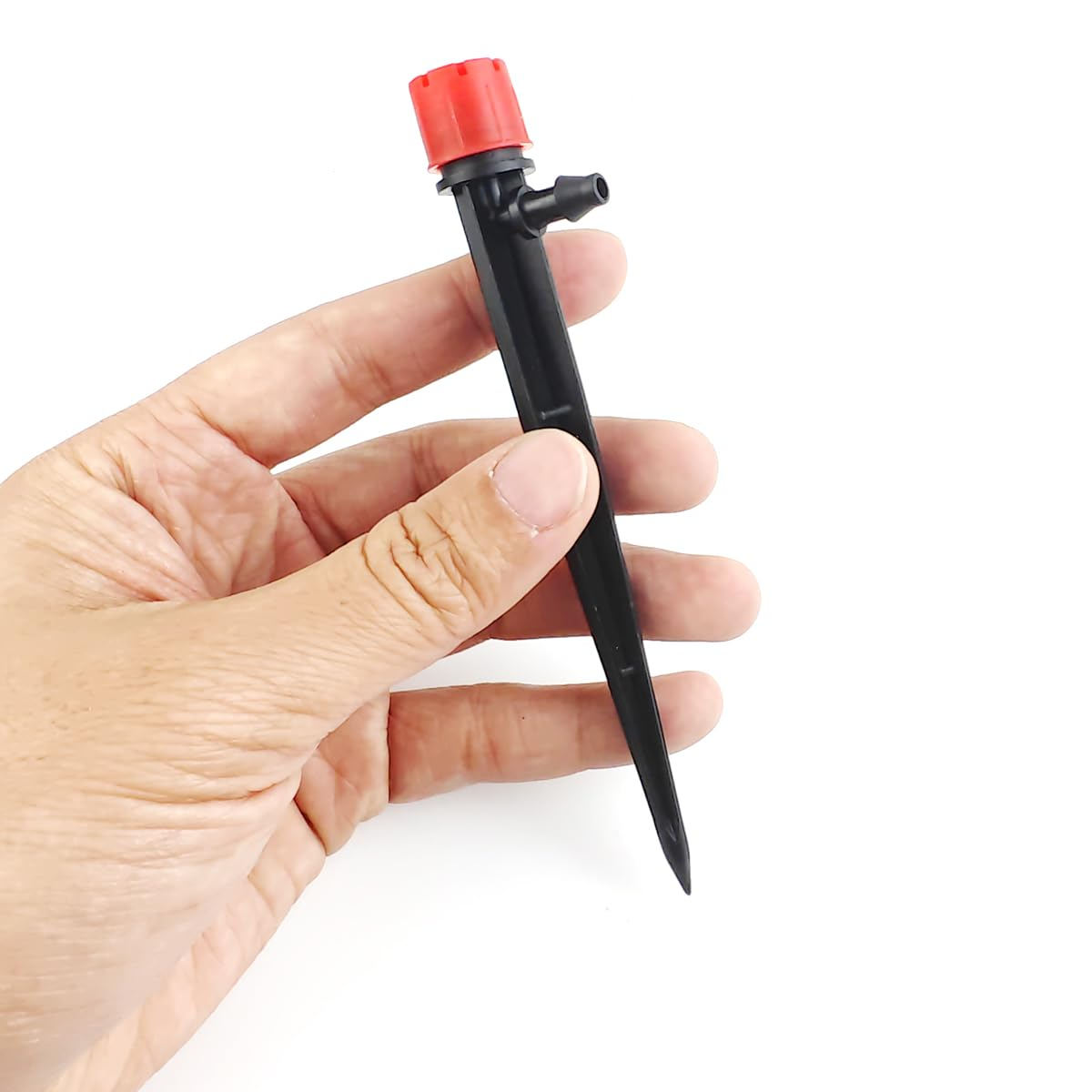 GXXMEI 50PCS Drip Emitters for 1/4" Drip Irrigation Tubing, Adjustable 360 Degree Irrigation Drippers on 5" Arrow Stake, Garden Water Flow Spray Heads Parts for (4-7Mm) Watering System