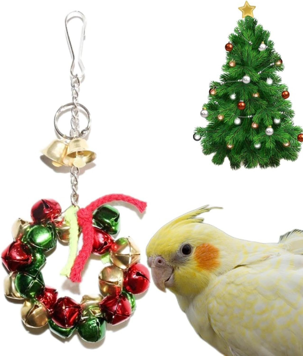 Shurzzesj Bird Cage Bells, Parrot Chew Toys, Iron Bells, Parrot Enrichment Toys for Cockatiels, Cockatiels, Conures, Parakeets, Budgies, Love Birds
