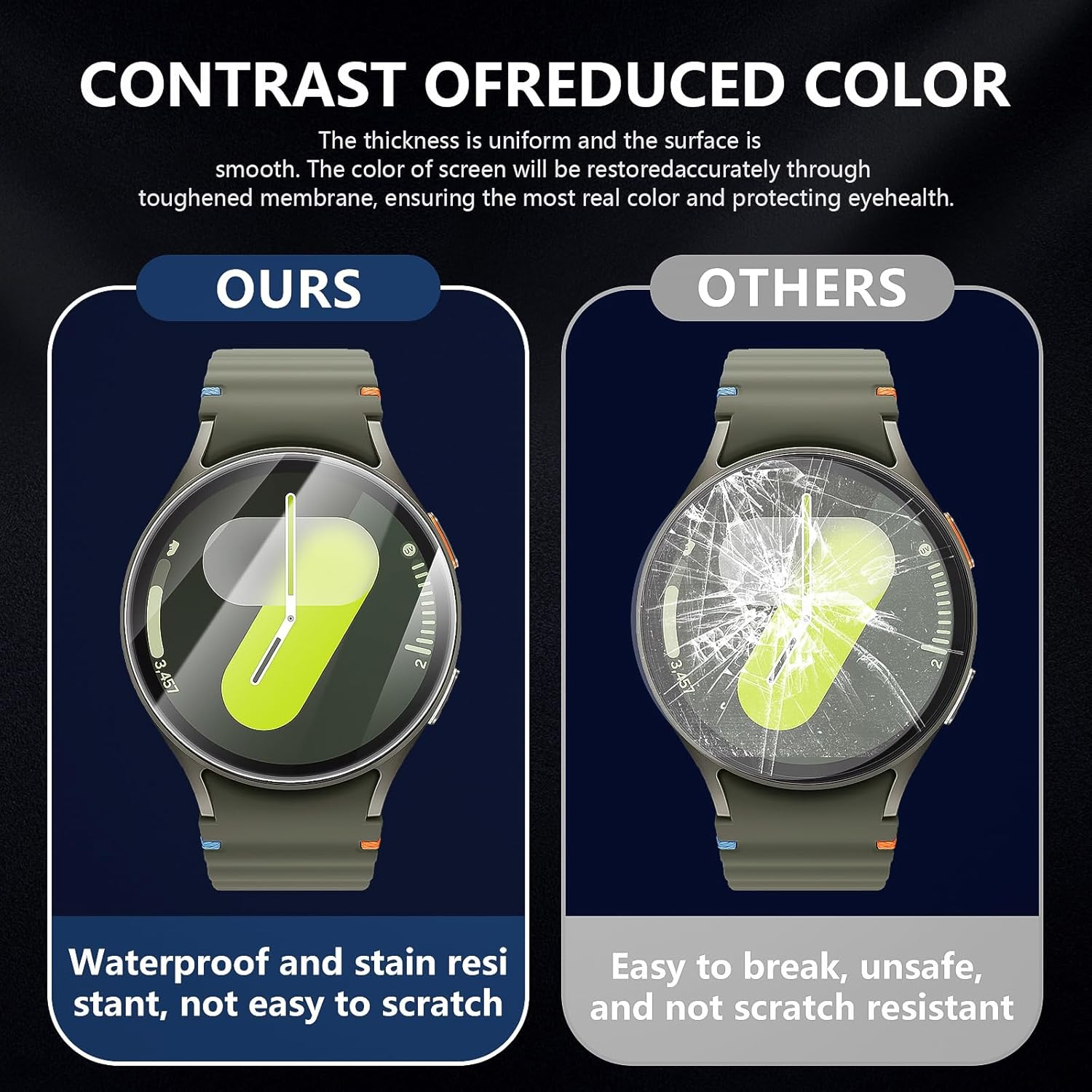 Diruite 4-Pack for Samsung Galaxy Watch 7/6/5/4 44Mm Screen Protector, [Perfectly Fit] 9H Hardness HD Clear Anti-Scratch Tempered Glass image number 3