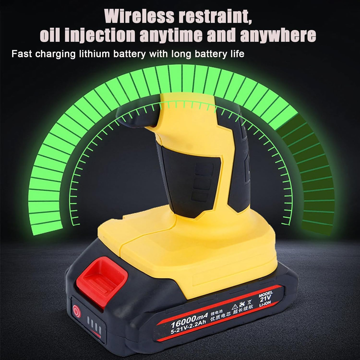 Cordless Grease Gun Kit, Cordless Grease Gun, 900Cc Oil Storage Capacity, 2PCS 1600Mah Rechargeable Battery, Ventilation and Heat Dissipation, for Automotive and Industrial Equipment image number 5