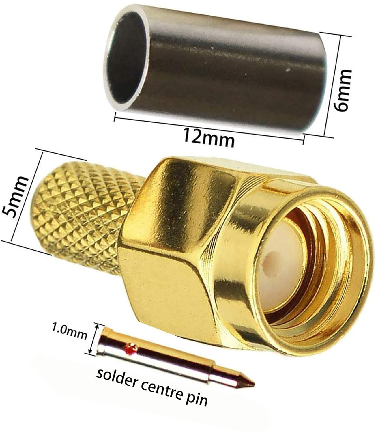 Antallcky 10Pcs SMA Male Connectors & Crimping Tool Kit - Red - Mc1003 - SMA Connector Crimping Tool Kit