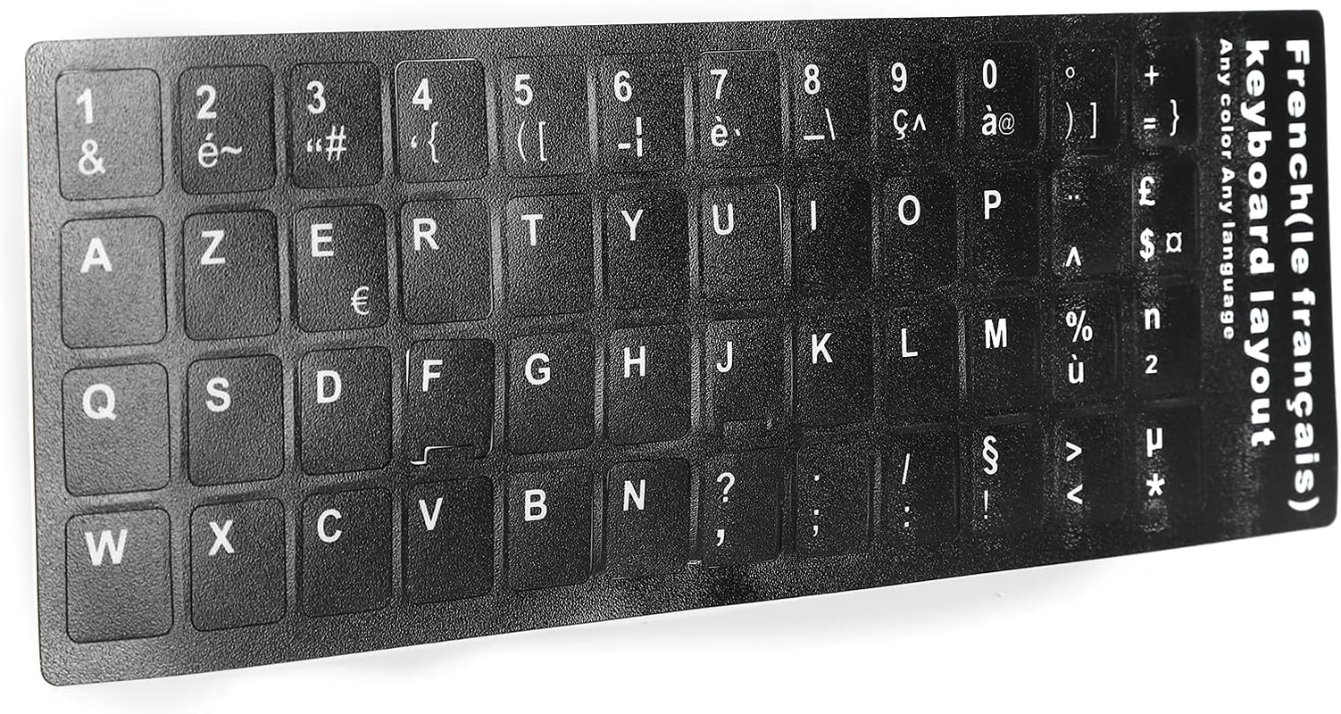 French Keyboard Sticker, Waterproof PVC Laptop Desktop PC Replacement Stickers for 10-17 Inch Keyboards image number 4