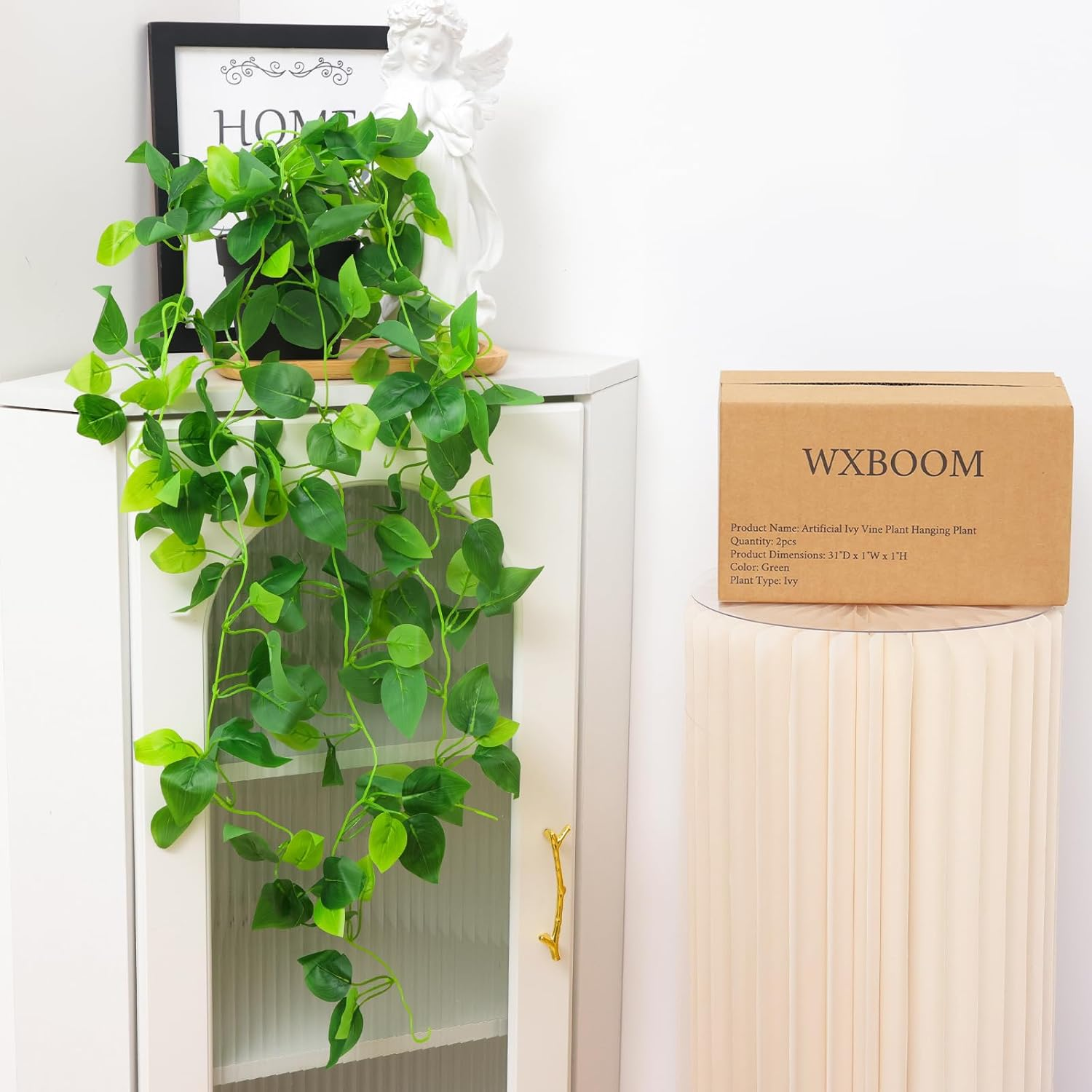 WXBOOM 2 Pcs Fake, Artificial Potted Plant Artificial Ivy Vine Plant Hanging Plant Pothos for Home Office Indoor Outdoor Garden Decor image number 3