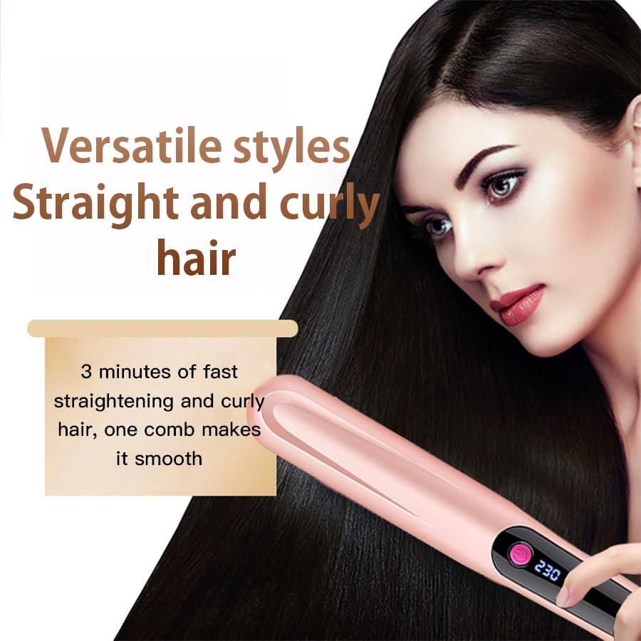 Negative Ion Hair Straightener 1 Minute Heating to 180&deg;C 180&deg;C/200&deg;C/230&deg;C3 Constant Temperature Mode Anti-Burn Design (Pink)