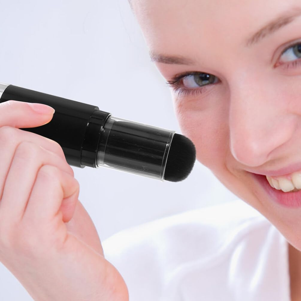 Beavorty Retractable Makeup Brush 2Pcs Brush Blush Brush Portable Powder Brushes Foundation Blending Brush with Refillable Bottle Jar for Powder Cosmetics A image number 3