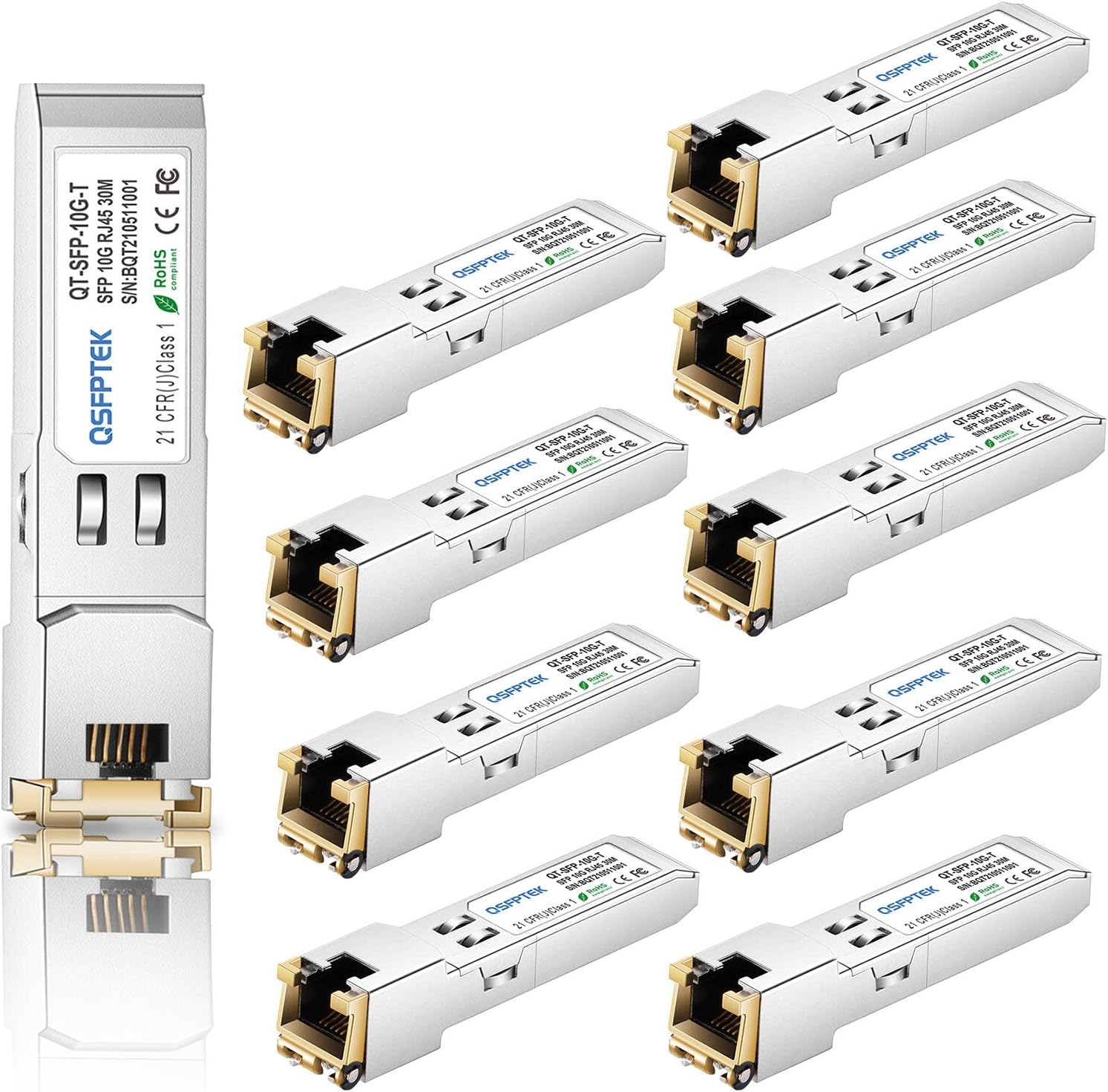 10Pack 10GBASE-T SFP+ to RJ45 Copper Module Mini-Gbic Transceiver for Cisco SFP-10G-T-S, Ubiquiti UF-RJ45-10G, Netgear, Mikrotik, D-Link, Supermicro, Tp-Link, Linksys, CAT6A/CAT7, up to 100FT(30M) image number 3