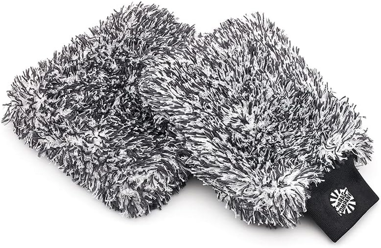 The Rag Company - the Cyclone Ultra Wash Mitt 8In X 9In and Cyclone Ultra Wash Pad 10In X 10In - 70/30 Blend Korean Microfiber, Foam Padding, Scratch-Free, Lint-Free, Black (2-Pack) image number 1
