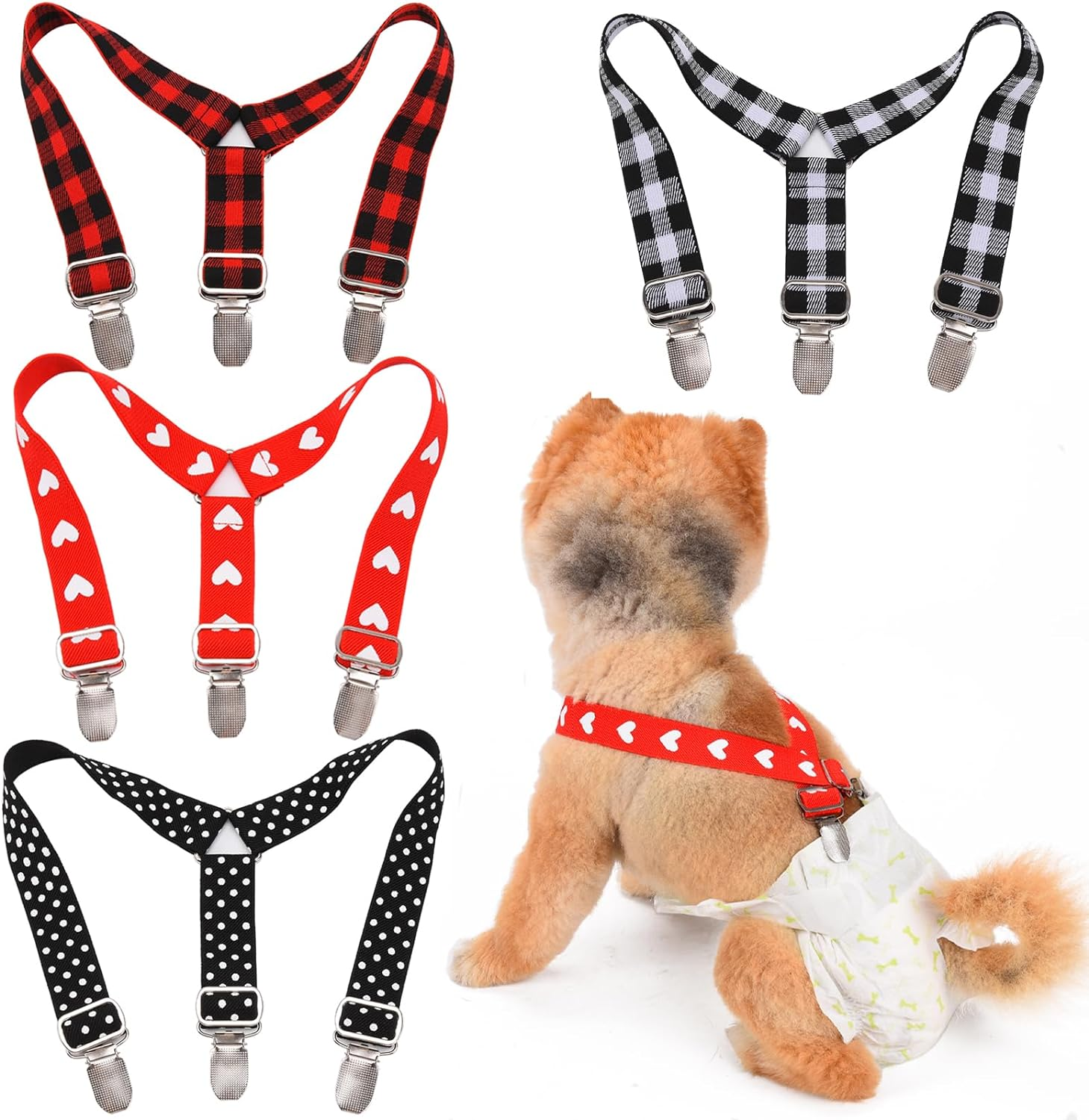 4 Pcs Dog Diaper Suspenders | Cat Suspenders | Female Male Dog Skirt Dress & Diaper Keeper | for Small Medium and Large Dogs