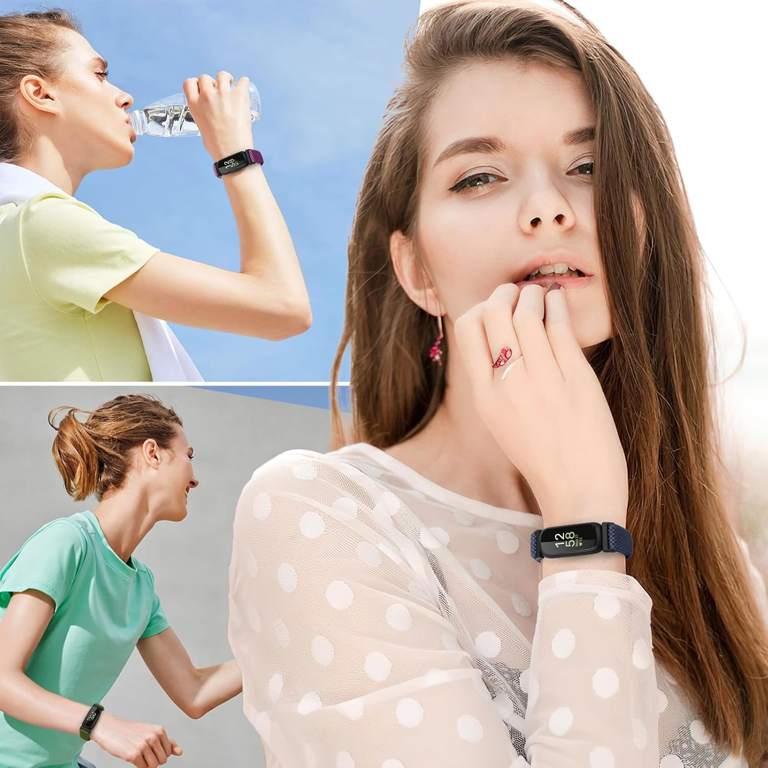 2 Pack - Relting Elastic Bands Compatible with Fitbit Inspire 3/Inspire 2/Inspire/Inspire Hr/Ace 2/Ace 3 for Women Man Kids, Soft Nylon Adjustable Sport Wristband image number 5