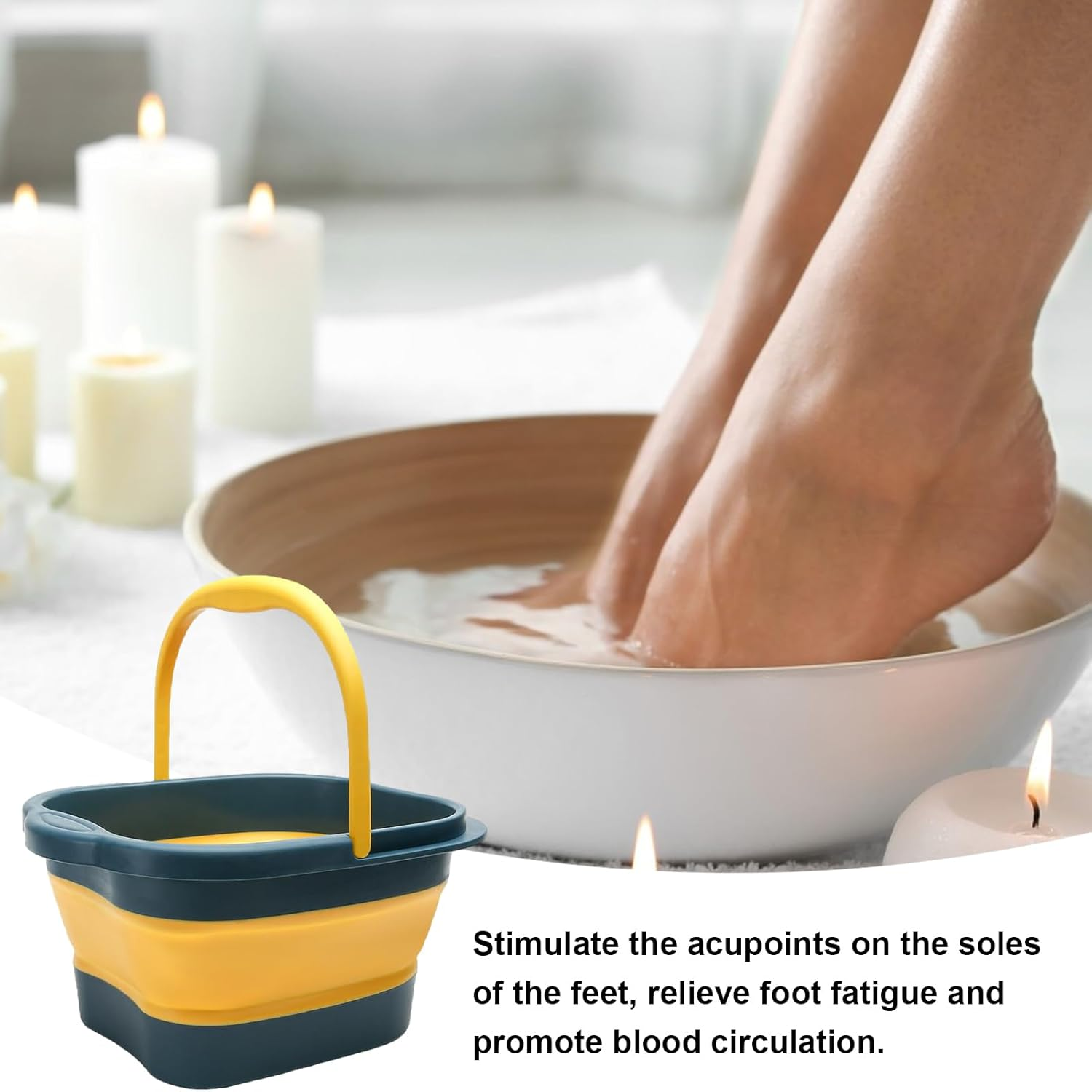 Portable Foot Bath - Foldable Foot Bath Basin 15L - Portable Foot Spa Bucket Foot Soak with Handle for Camping, Travel, Laundry Borato image number 2