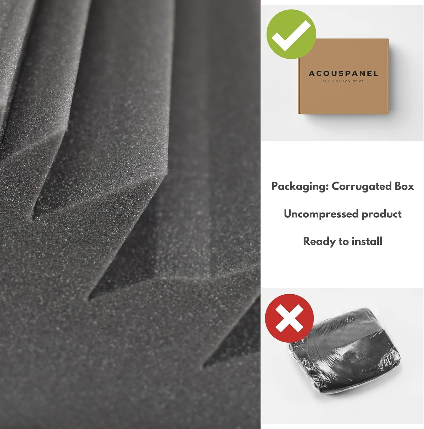 [24PCE] Ideer Life Sound Proof Padding Blocks Sound Absorbing Wall Panels Corner - Grey image number 4