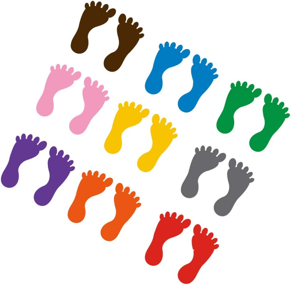 NUOBESTY Footprint Floor Stickers Waterproof Kids Foot Stickers 9 Pairs Self-Adhesive PVC Decals for Kindergarten Bathroom Bathtub Anti-Slip Safety Decoration image number 3