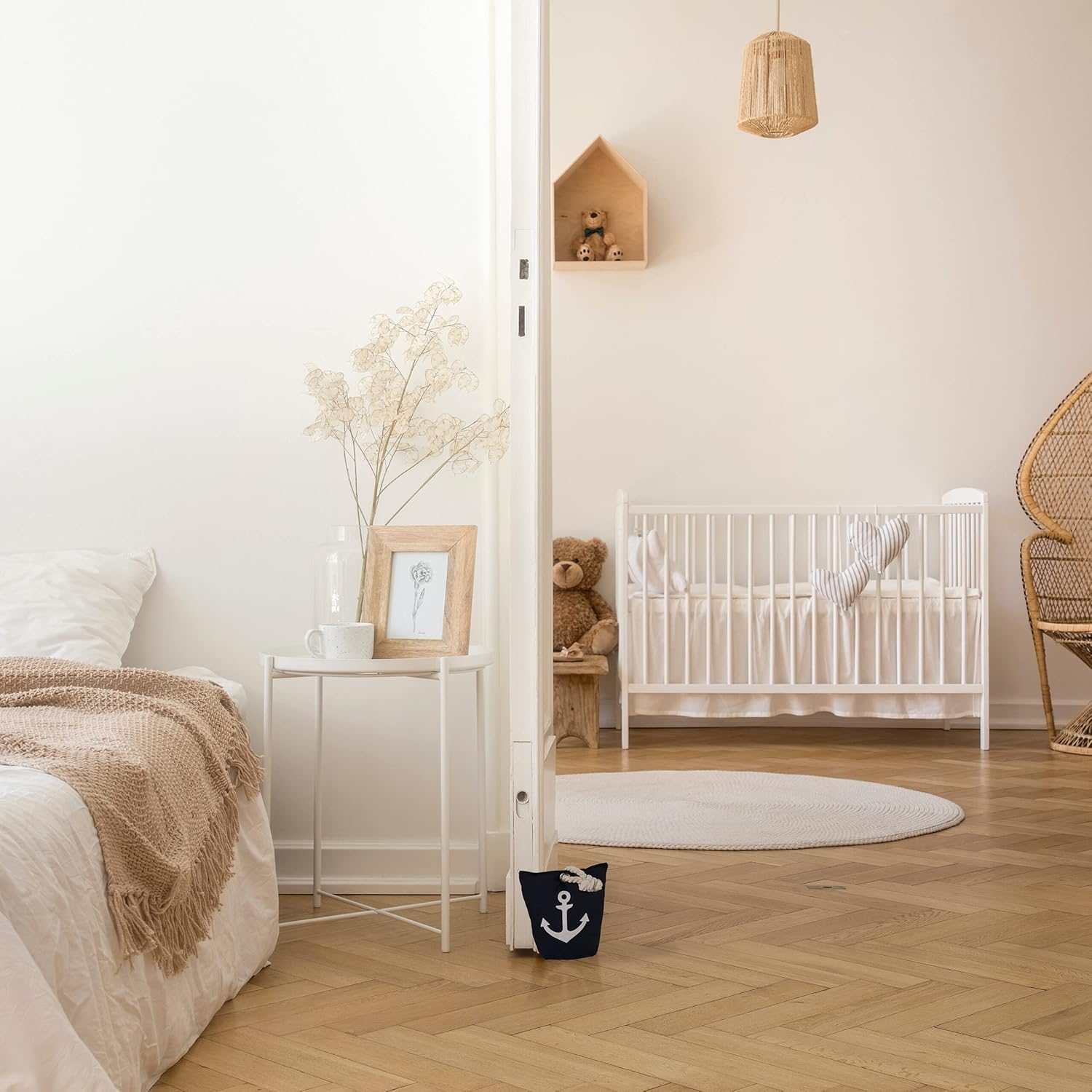 Relaxdays Door Stop Anchor Decorative Door Holder Sand Filling Floor Buffer Freestanding H X W X D: 28 X 18 X 9 Cm Blue/White image number 5