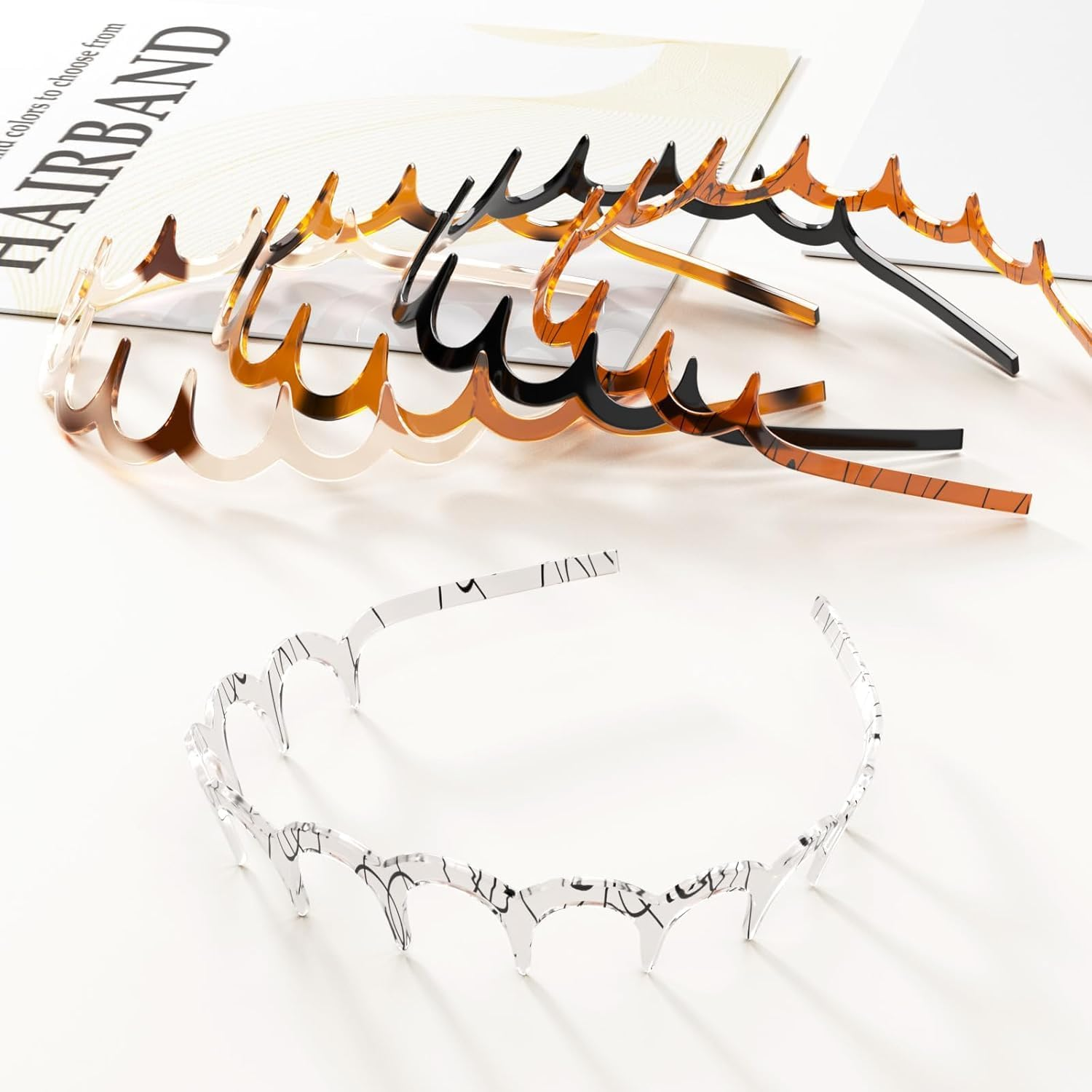 Headband & Hair Band Set, U-Shape High Cranium Head Bands with Wavy Teeth Design, Vintage Style Hairbands for Women - 5 Pieces image number 6