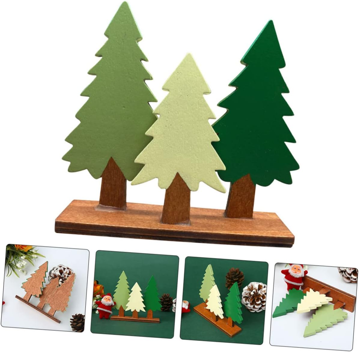1Pc Adorable Wooden Christmas Pine Decor for Home Desktop Holiday Decoration Material Vibrant Colors for Room Office Garden and Festive Celebrations