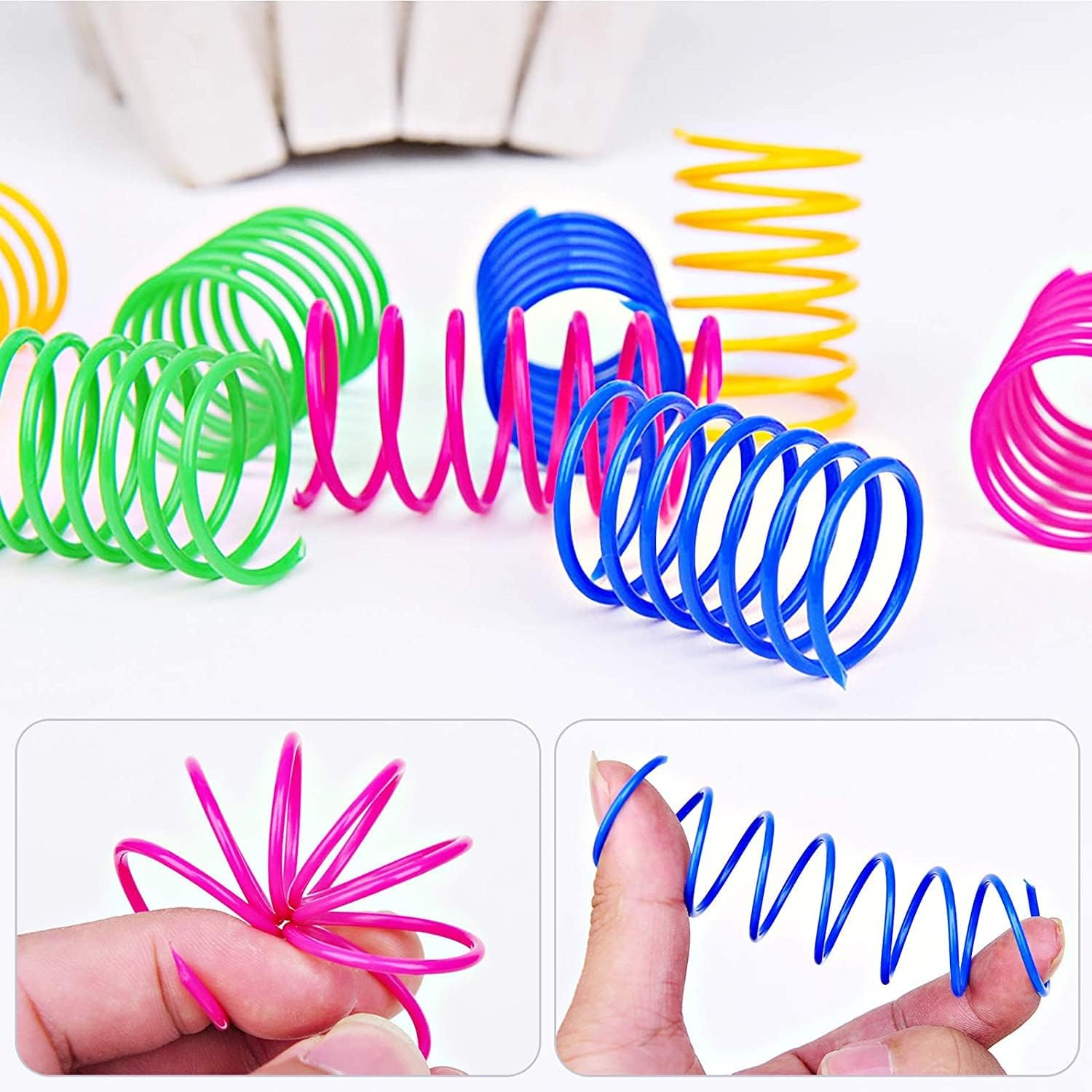 Jognee Pack of 20 Cat Toys, Cat Feather Toy, Spiral Feathers Made of Plastic, Spiral Cat Toy, Toy Spiral Feathers Novelty Pet Toy, Colourful Spiral Spring Spiral for Cats image number 5