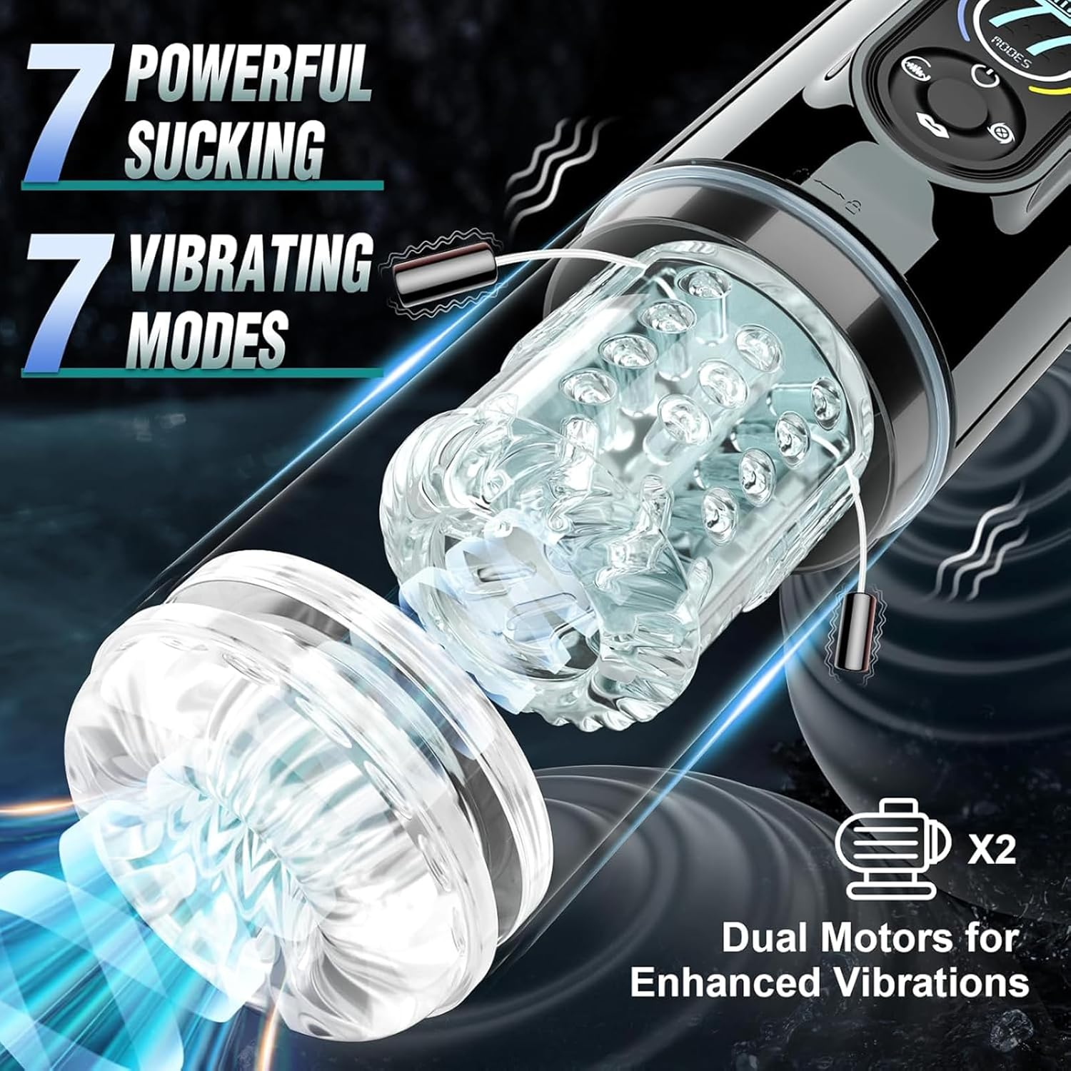 Sex Toys for Men Automatic Male Masturbator - Penis Pump Male Sex Toys with 7 Sucking & 7 Thrusting Rotating & AI App Control, Electric Pocket Pussy Adult Sex Toy for Men (Black) image number 3