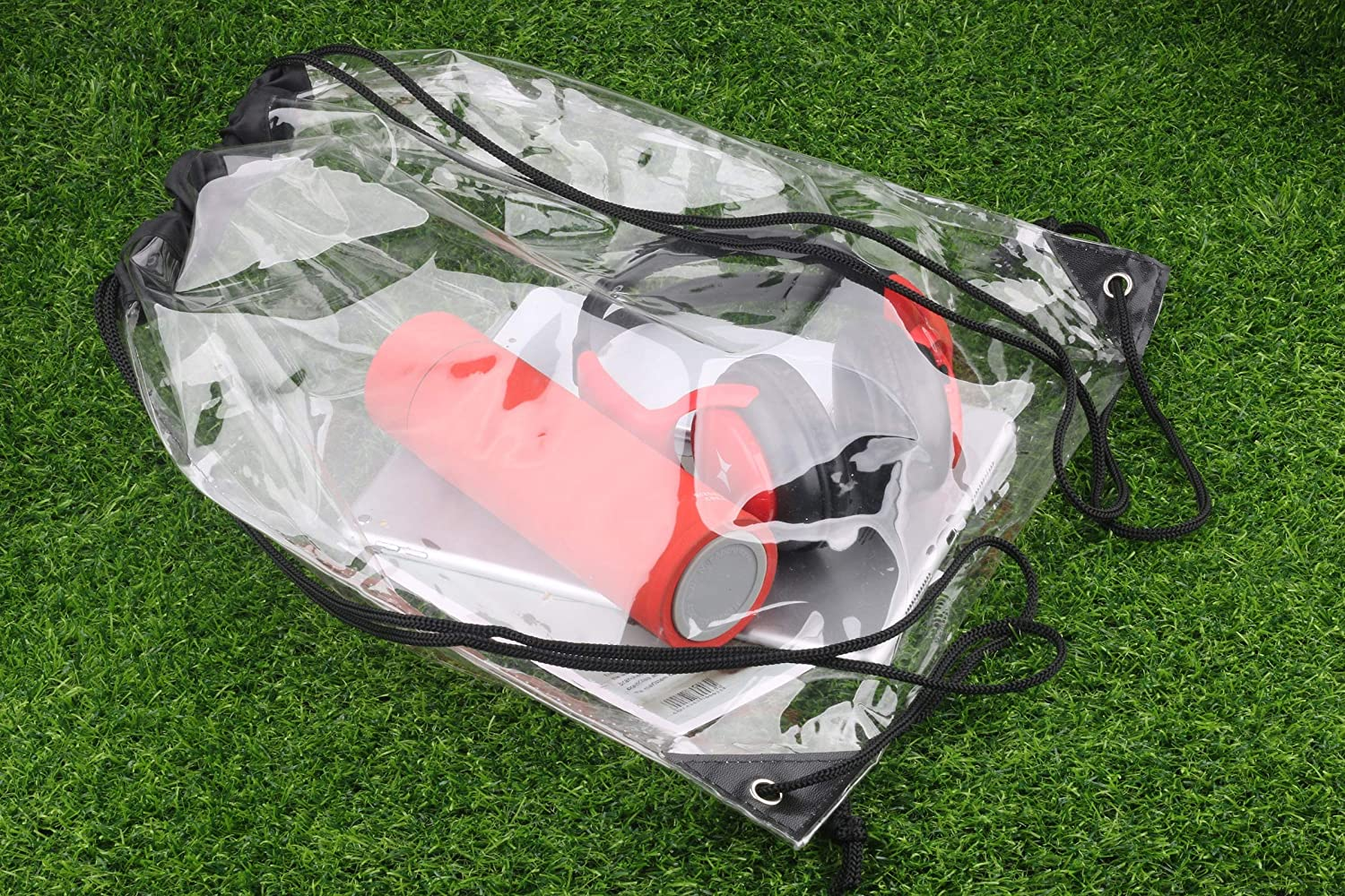 2 Pieces Clear Drawstring Bags, Waterproof Small Clear Bag for Stadium Colleges Sport Event Work Concert Security Approved