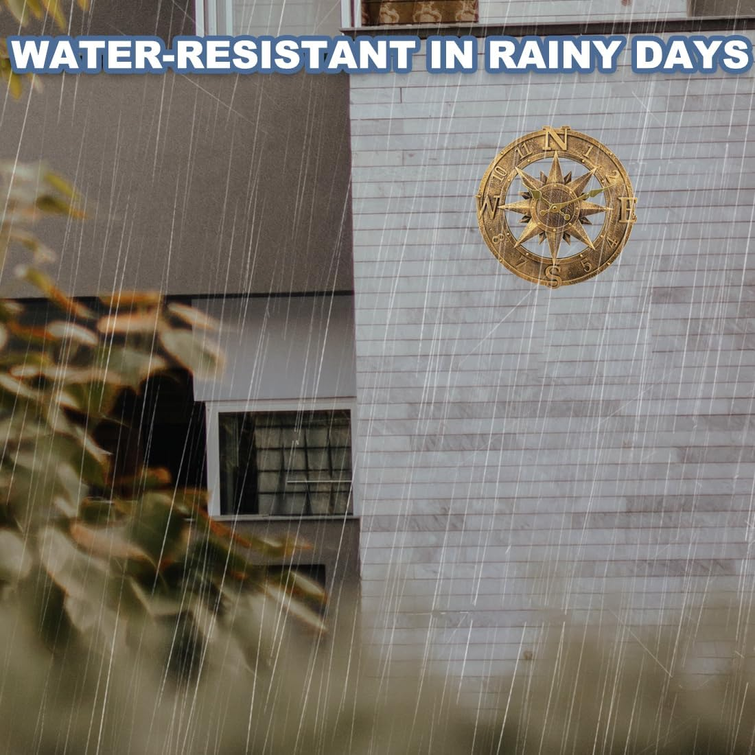 Outdoor Wall Clock, 12 Inch Waterproof Retro Garden Clock for Swimming Pool, Balcony, Patio and Deck, Non Silent (Bronze)