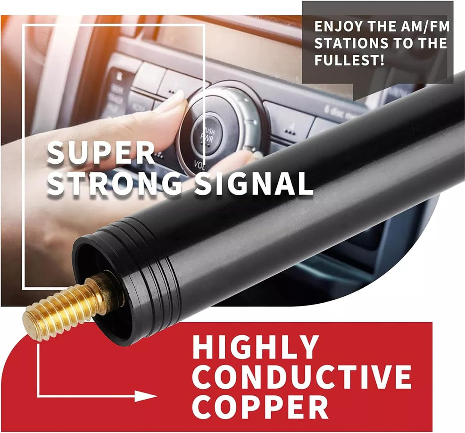 AQTAQ Universal Car Antenna Bullet Antenna Car Truck Stereo Antenna for Ford F Series GMC Sierra Toyota Tundra Tacoma Chevy Silverado Dodge RAM Duty Vehicle Pickup Trucks Accessories image number 1