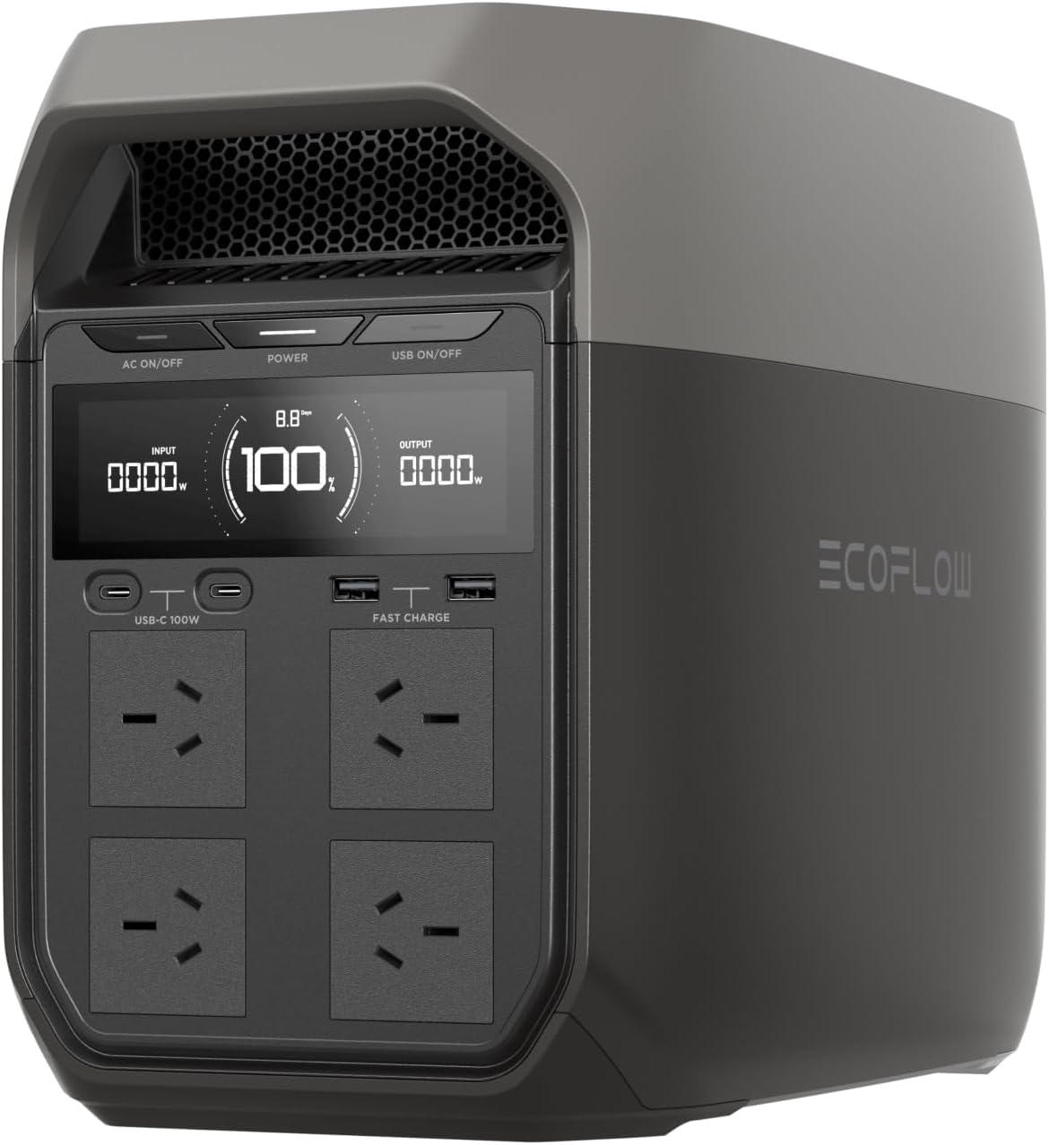 EF ECOFLOW DELTA 3 Portable Power Station, 1024Wh Lifepo4 Battery, Full Charge in 56 Min, 1800W AC/100W USB-C Output, Solar Generator(Solar Panel Optional) for Home Backup Power, Camping & Rvs