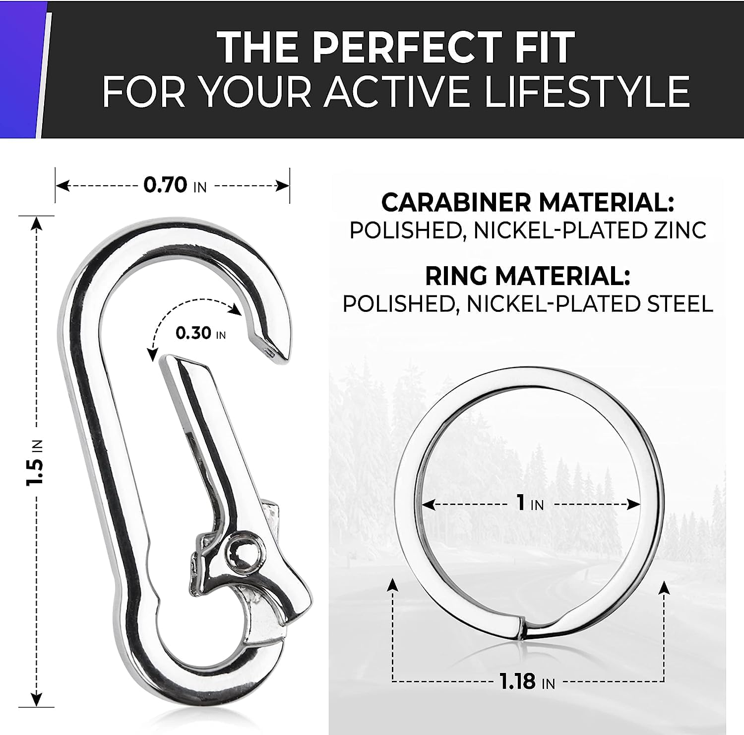 12 PCS Metal Keychain Carabiner Clip Keyring Key Ring Chain Clips Hook Holder Organizer for Car Keys Finder, Keychain Carabiner for Men and Women image number 2