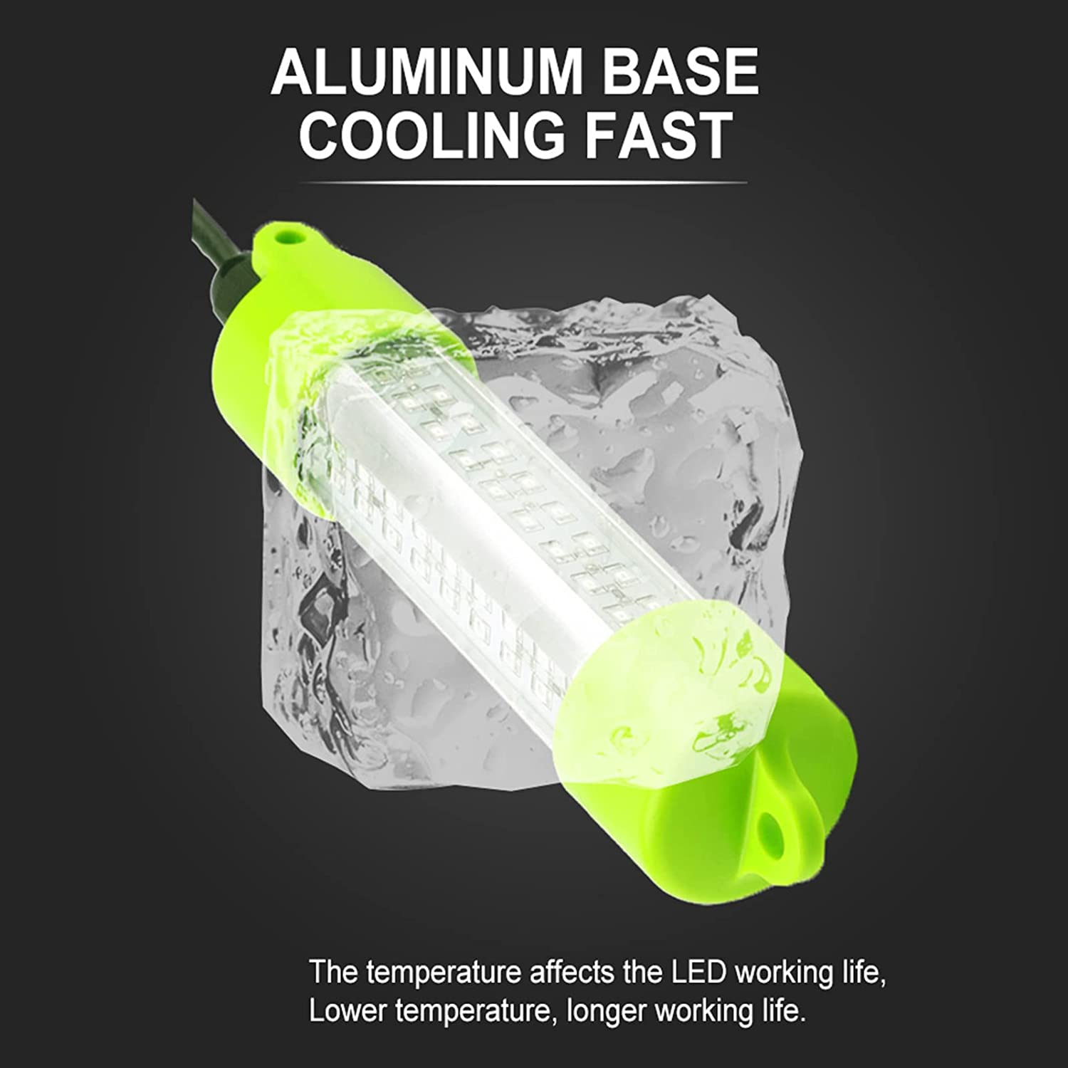 18W 45W DC 12V Green IP68 Waterproof Aluminum Super Bright LED Fish Bait Submersible Dock Underwater Fishing Light Attractants for at Night Snook Crappie with Battery Clamps Cigarette Lighter Plug image number 6