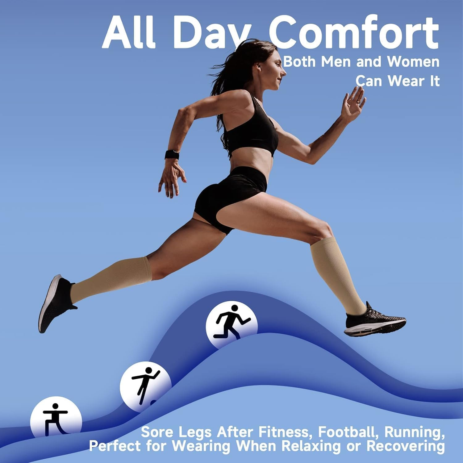 Bropite Open Toe Compression Socks for Men & Women - 2 Pairs of 15-20 Mmhg Toeless Circulation Medical Compression Socks image number 3