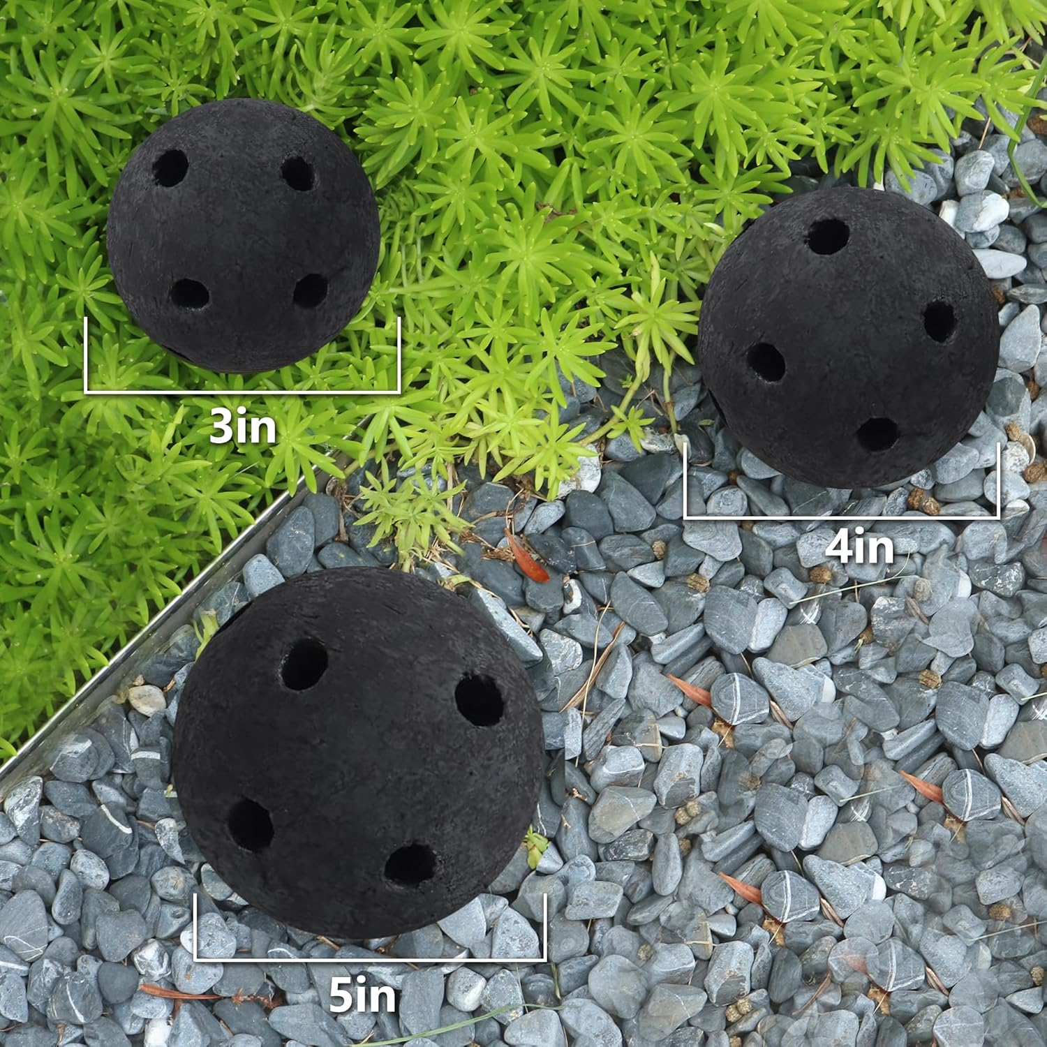 Ceramic Fire Balls-3 Inch Set of 15 round Fire Stones Set, Safe for Outdoors and Indoors Fire Pit or Fireplaces Reusable Fireballs, Black image number 1