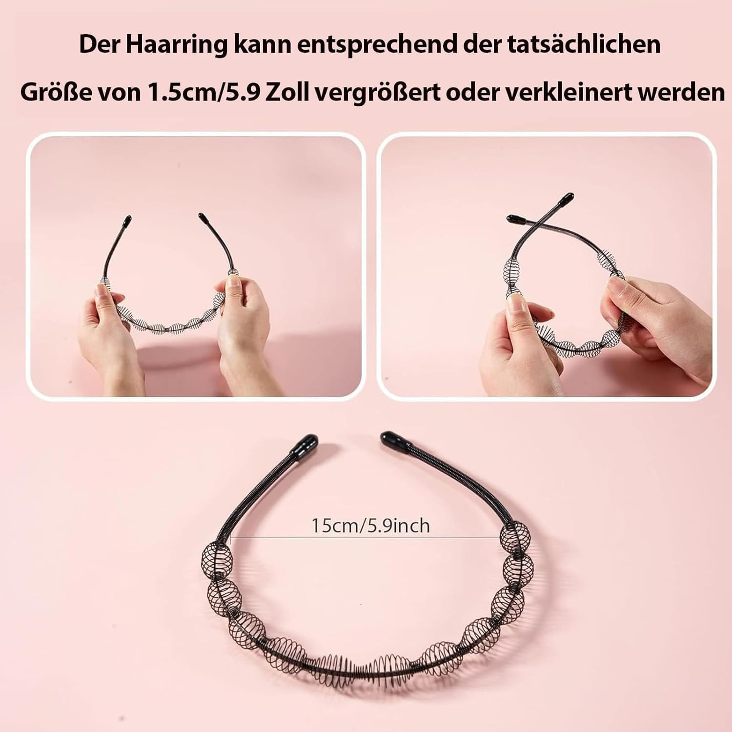 Pack of 12 Metal Hair Bands, Black Hair Band, Wave Metal, Headband, Unisex, Multi-Style Hair Bands for Men, Women, for Sports, Yoga, Makeup image number 2