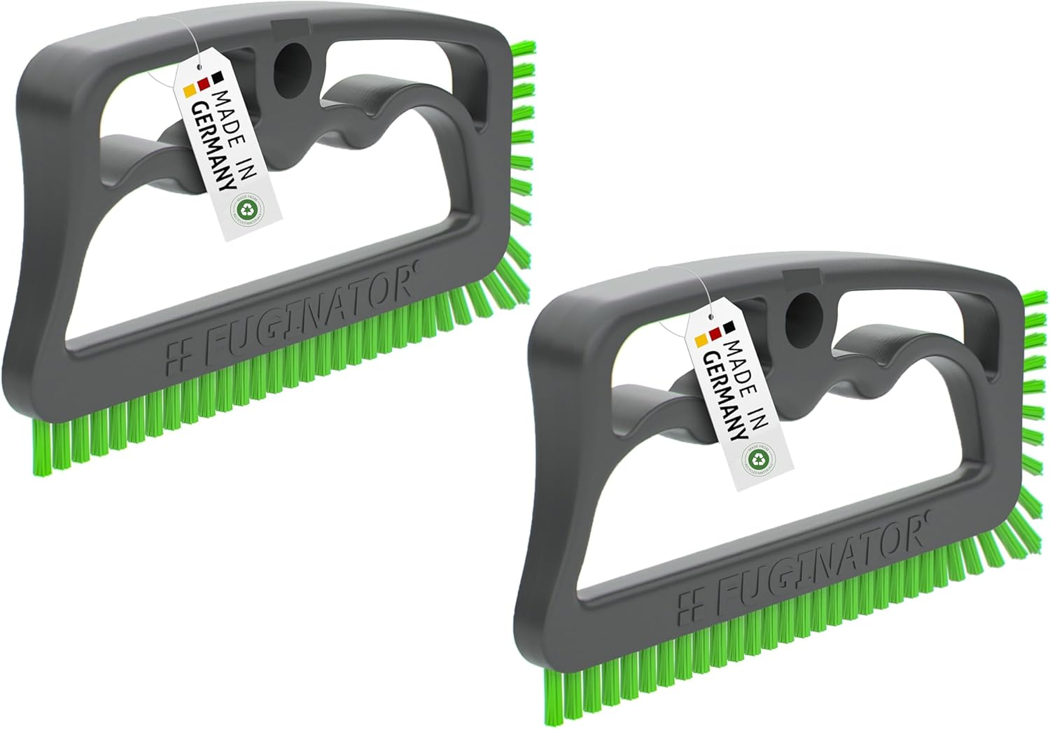 FUGINATOR&reg; Grout Brush Bundle, 2 Brushes in Grey/Pink, Cleaning Brush for Grout Cleaning in Bathroom, Toilet, Kitchen Etc. - Cleaning Wall and Floor Tiles - Handy Brush for Grouts and Tiles