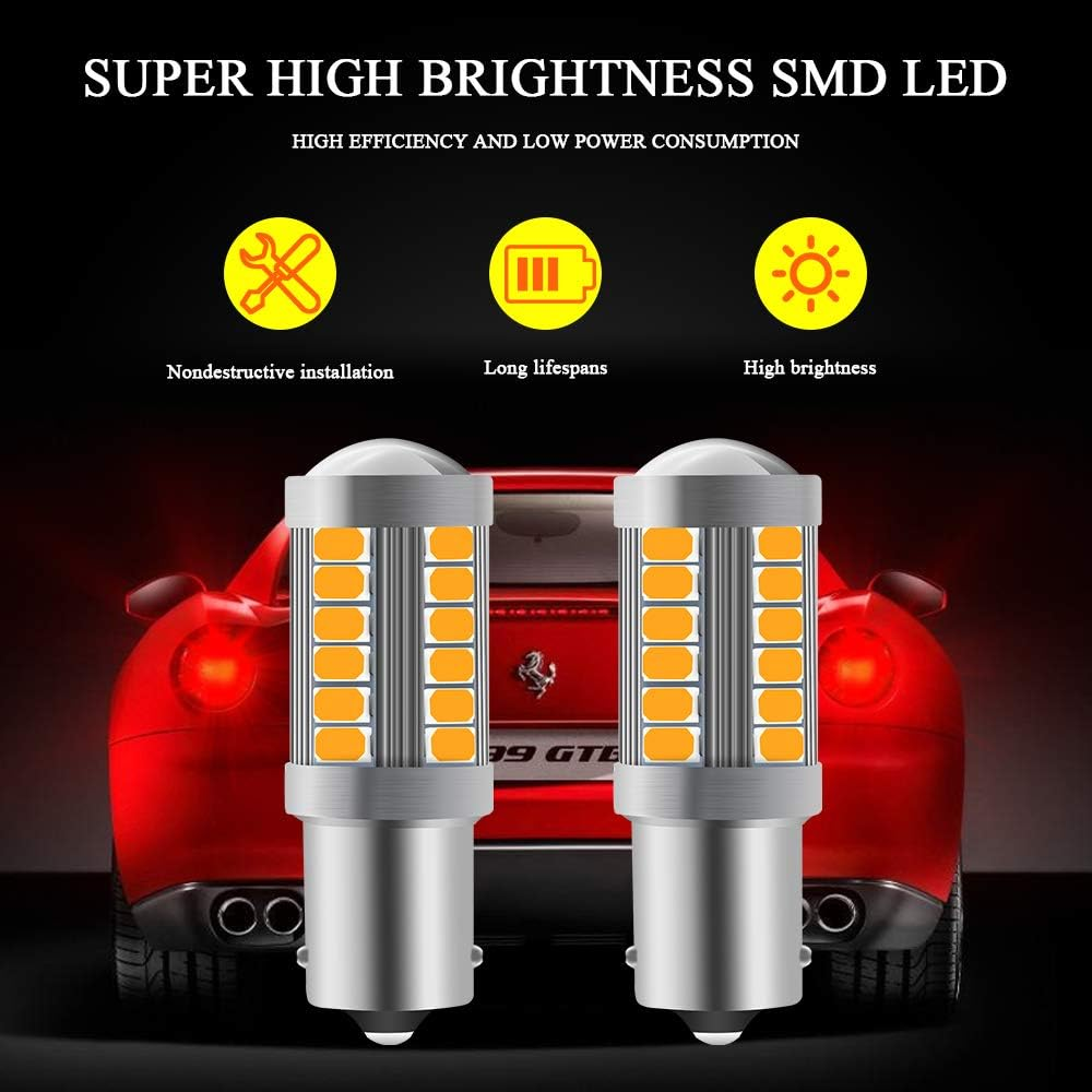 4Pcs Amber 1156 BA15S P21W 5630 33SMD Car LED Bulbs 900LM Super Bright LED Front and Rear Turn Signal Light 12-30V 3.6W image number 6