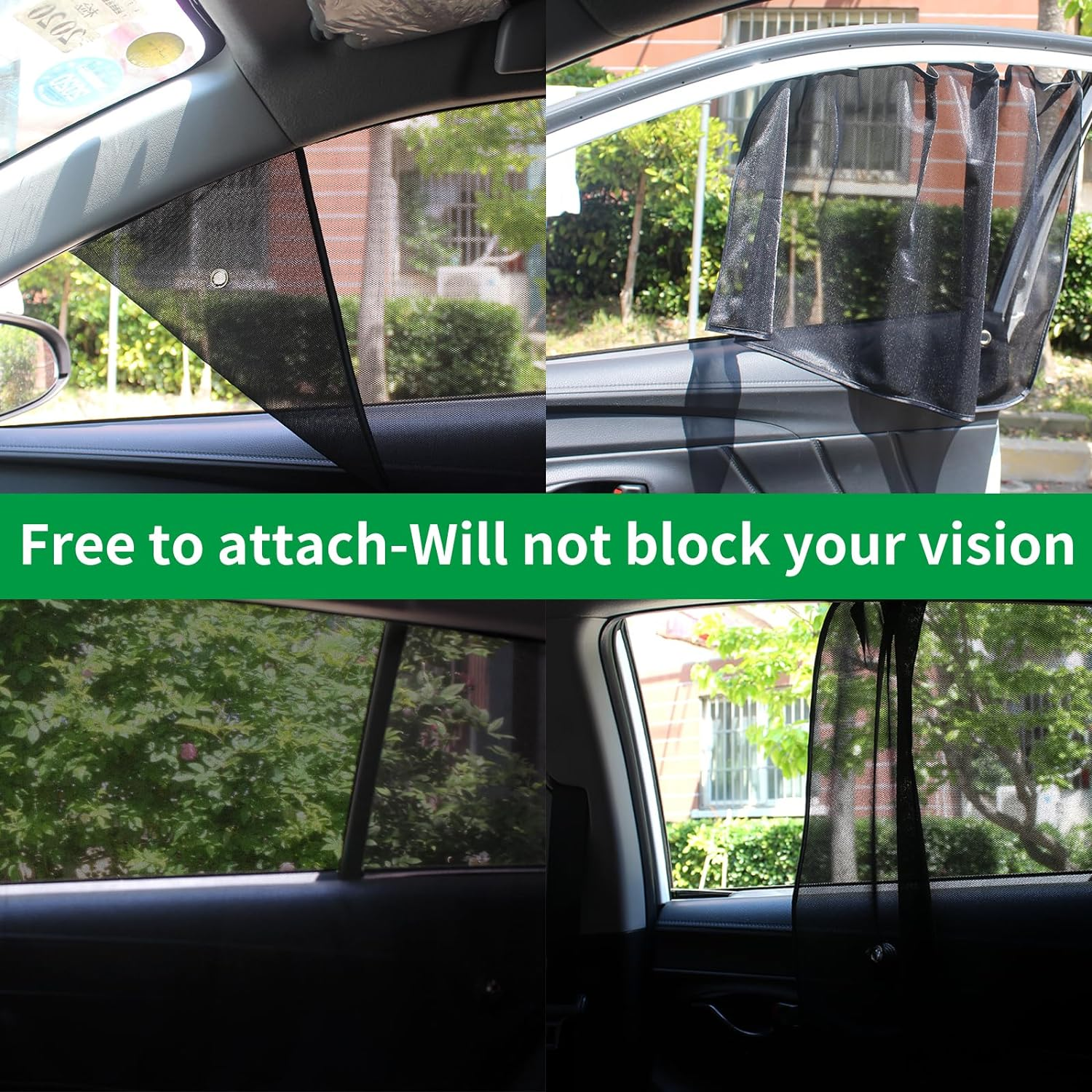 Ovege Car Window Shade 2Pcs -Car Side Window Sun Shade Baby Car Window Screen UV Protection Privacy Suction Magnetic (Back Seat 2Pcs) image number 3