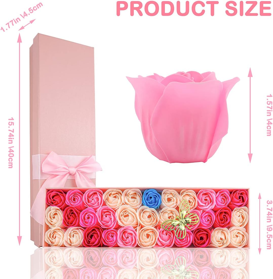 JIALEEY 33 PCS Floral Scented Bath Soap Rose Flower Petals, Plant Essential Oil Rose Soap Set Gifts Ideas for Her Women Girls Mom Valentine'S Day, Pink Gift Box image number 4
