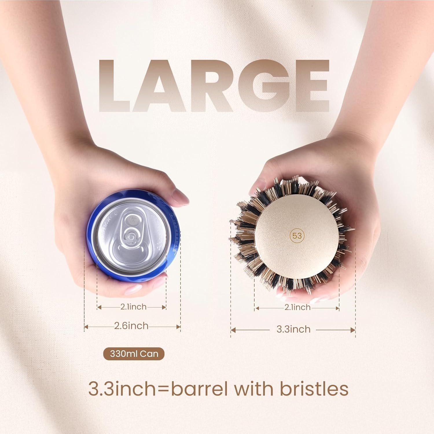 AIMIKE round Brush, Nano Thermal Ceramic & Ionic Tech Hair Brush, round Barrel Brush with Boar Bristles, Enhance Texture for Hair Drying, Styling, Curling and Shine (Barrel 2.1 Inch) + 4 Free Clips By image number 6