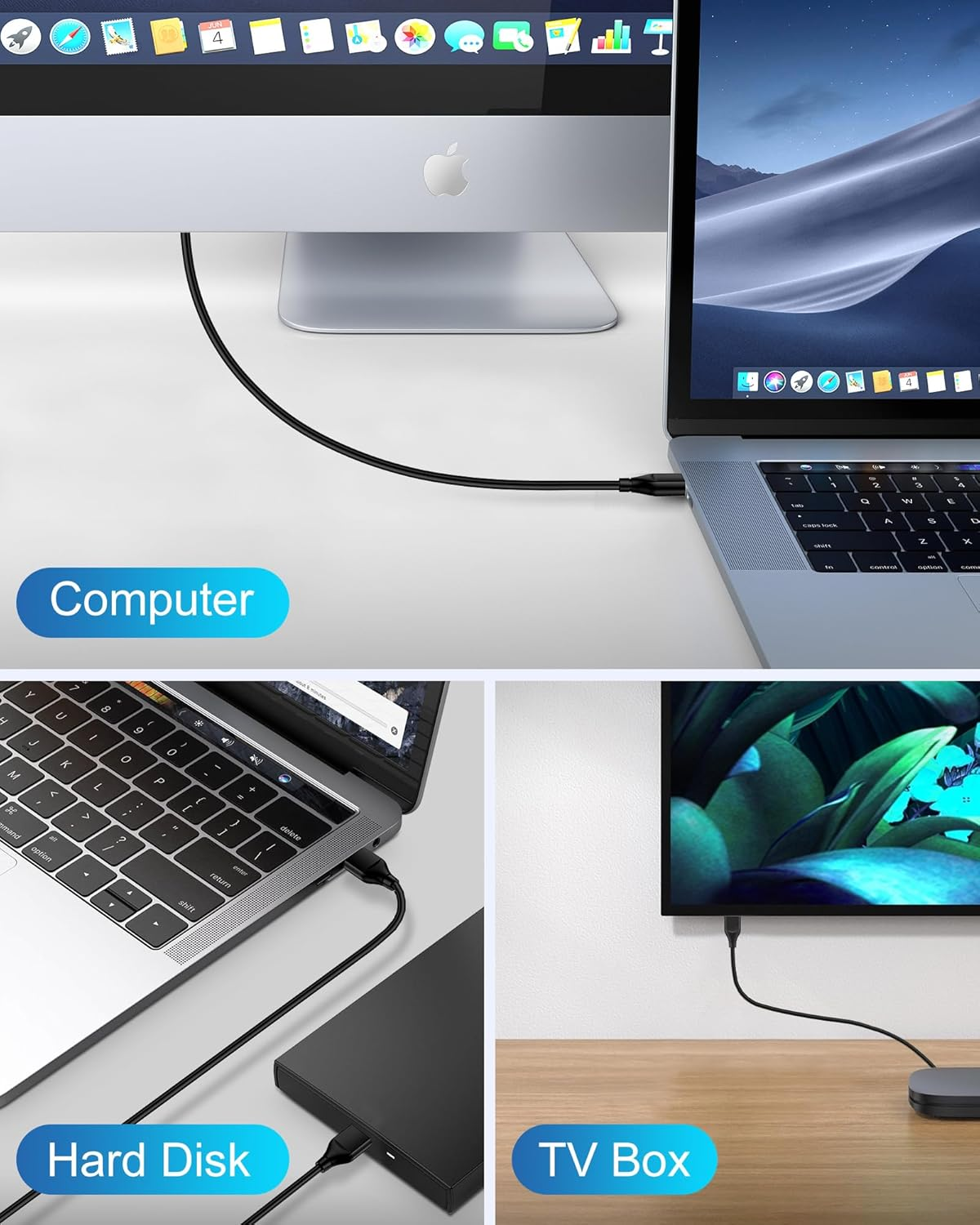 USB to USB Cable 6Ft, Male to Male USB a to USB a Cable for WD Hard Drives, PC, Mac, Laptop, PS4, Xbox - USB 2.0 Type a Impresora Long Usba to Usba Cord, High-Speed Data Transfer Cable, 6 Foot image number 6