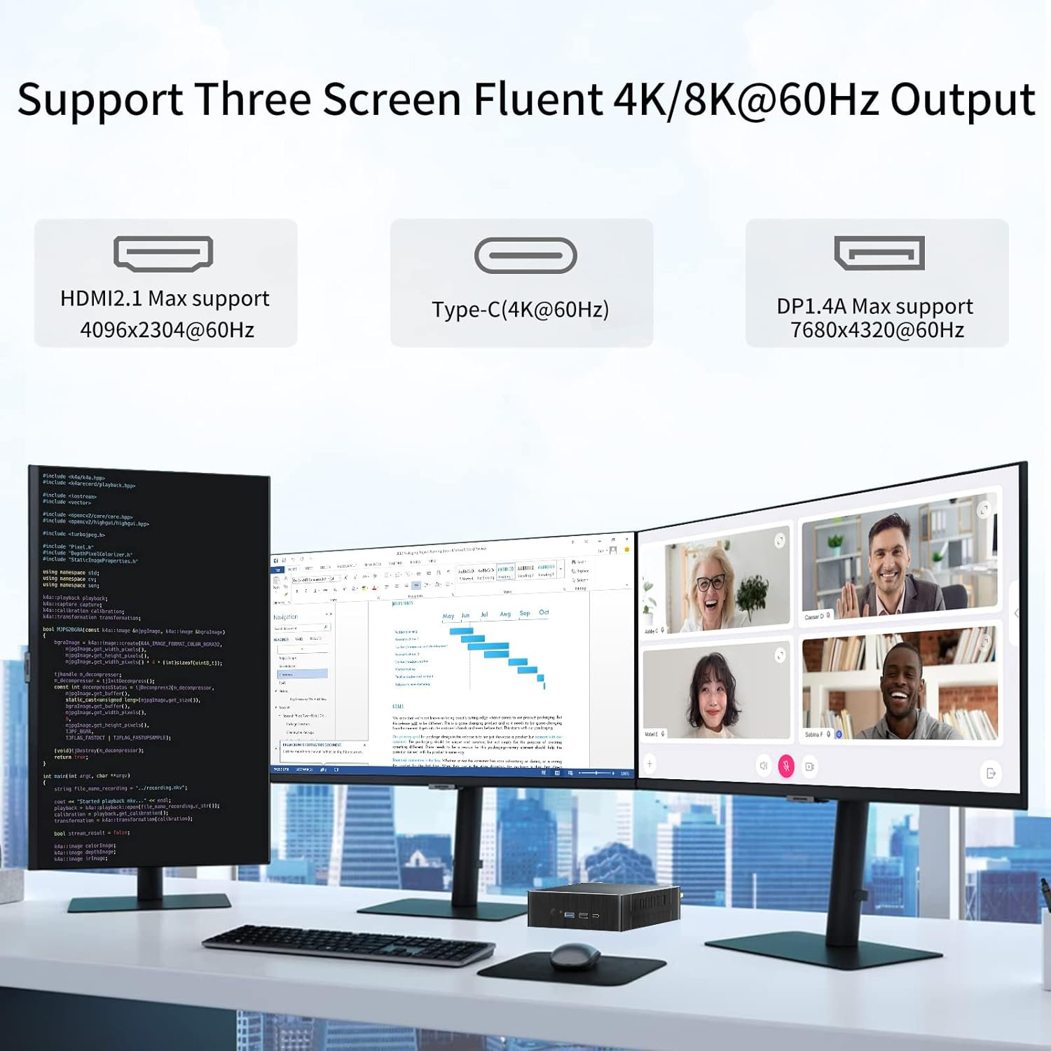 Mini PC I9, Desktop Computer with Core I9-12900H, 14 Cores Upto 5.0Ghz, Windows 11 Pro, 32G DDR4, 512G M.2 PCIE4.0 SSD, DP/HDMI/USB-C Triple Display, Support 8K/4K@60Hz, Dual LAN, Wifi6E/Bt5.3 image number 6