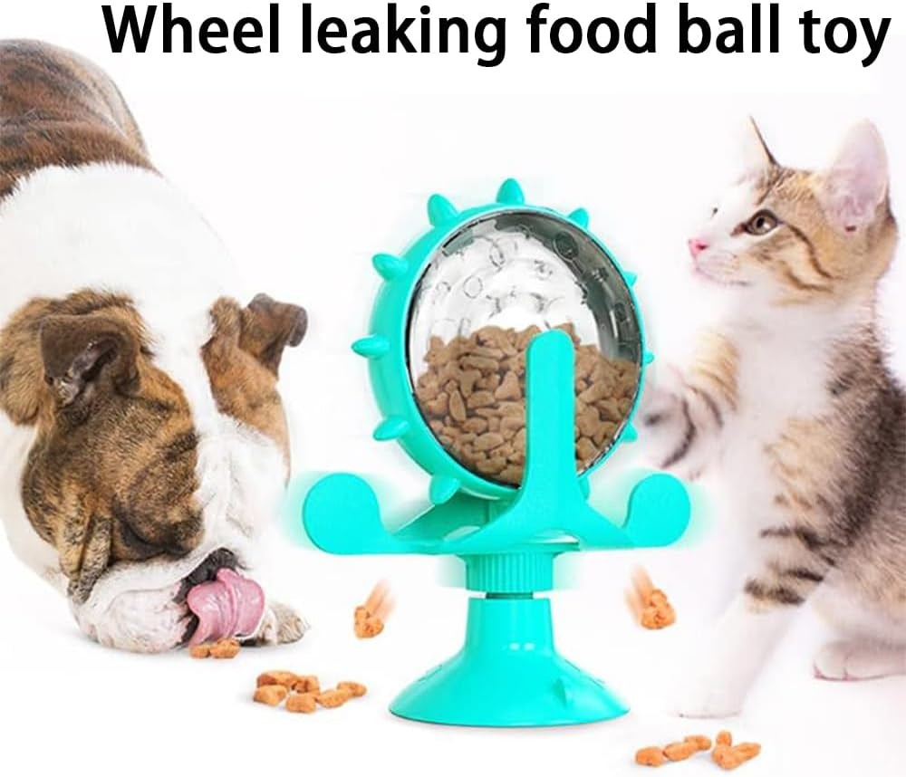 RUTREZOGO 2-Pack 360&deg; Rotating Pet Puzzle Toy - Adjustable Treat Dispenser for Cats & Dogs, Slow Feeder Enrichment Toy with Suction Cup for Small/Medium/Large Pets, Blue image number 1