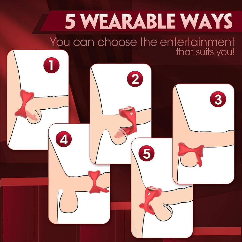 Ozfuns Cock Ring Vibrator with Tongue Stimulator Sex Toys, Penis Sleeve with 10 Vibration Modes & App Remote Control, IPX7 Waterproof Silicone Vibrating Penis Ring, Adult Toys for Men Couples image number 3