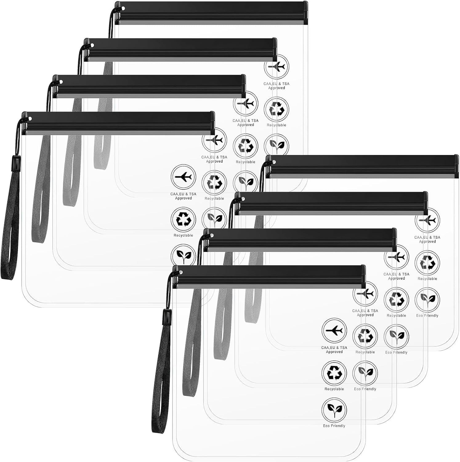 Travel Essentials,8 Pack Clear Travel Toiletry Bag - Airport Security Liquids Bags Pouches, Airport Liquid Bag TSA Approved, Travel Accessories Makeup Bags Holiday Essentials Luggage for Men Women image number 1