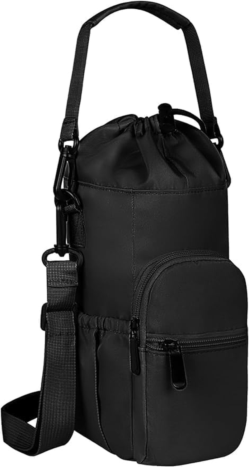 Water Bottle Holder with Strap 32Oz - 40Oz Insulated Water Bottle Carrier Bag Outdoor Sling Bag with Phone Pocket Sports Water Bottle Sleeve for Hiking Travelling Camping