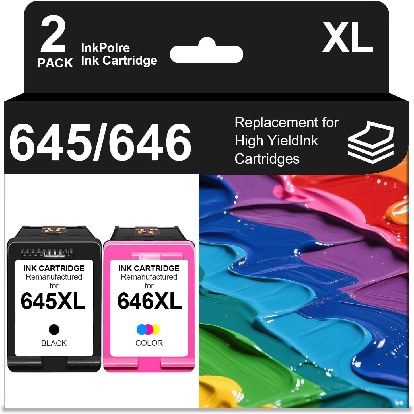 645XL 646XL Ink Cartridges Replacement for Canon PG-645 CL-646 Ink for PIXMA MG2560 MG2960 MG2965 TS3100 Printers PG645XL CL646XL MG3060 TS3165 R4560 Black and Color High-Yield image number 2