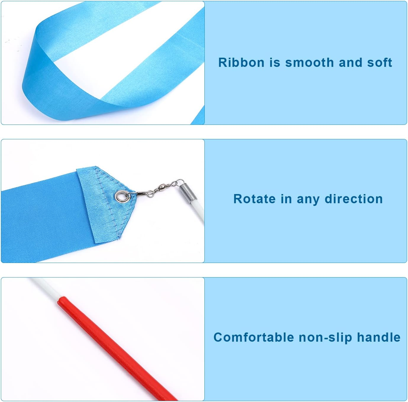 KINBOM 2Pcs Dance Ribbons, 78.7 Inch Long Twirling Dancing Ribbon Gymnastics Ribbon Streamers for Kids Artistic Dancing Training Party, with Ribbon Dancer Wand - Green image number 4