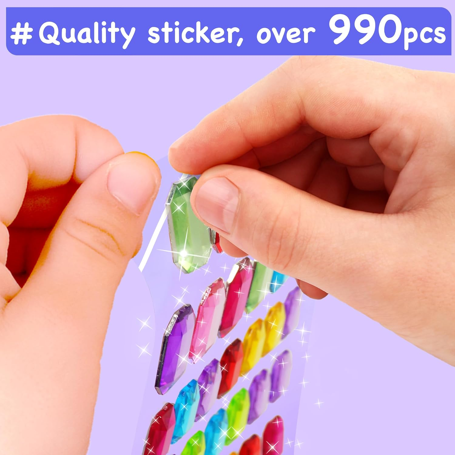 EZCRA Easy Arts and Crafts for Kids - Fun Gem Sticker Kit - 8 Unicorn Princess Themes, 990+ Stickers - Gem Art for Kids - Diamond Art Kits - Gifts for Girls Ages 3-8 image number 3