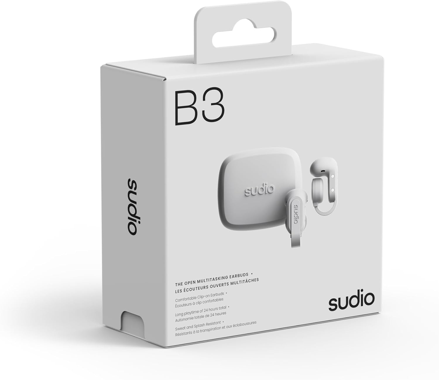 Sudio B3 Snow White - the Open-Air Ear Clip Made from Recycled Plastic. Open Headphones, Bone Sound Technology, Bluetooth 5.4, IPX4 Waterproof, Long Playing Time of 24 Hours Total image number 3