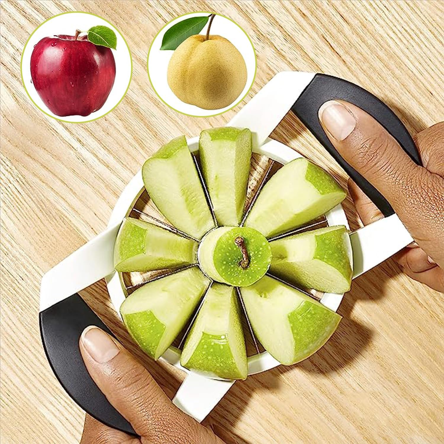 Apple Corer, 8 Blade Apple Slicer and Corer, Fruit Cutter, Apple Divider, Stainless Steel Slicer, Seeder Core Remover Tools Kit for Fruits, Vegetables, Pear, Ergonomic Handle, Easy Grip