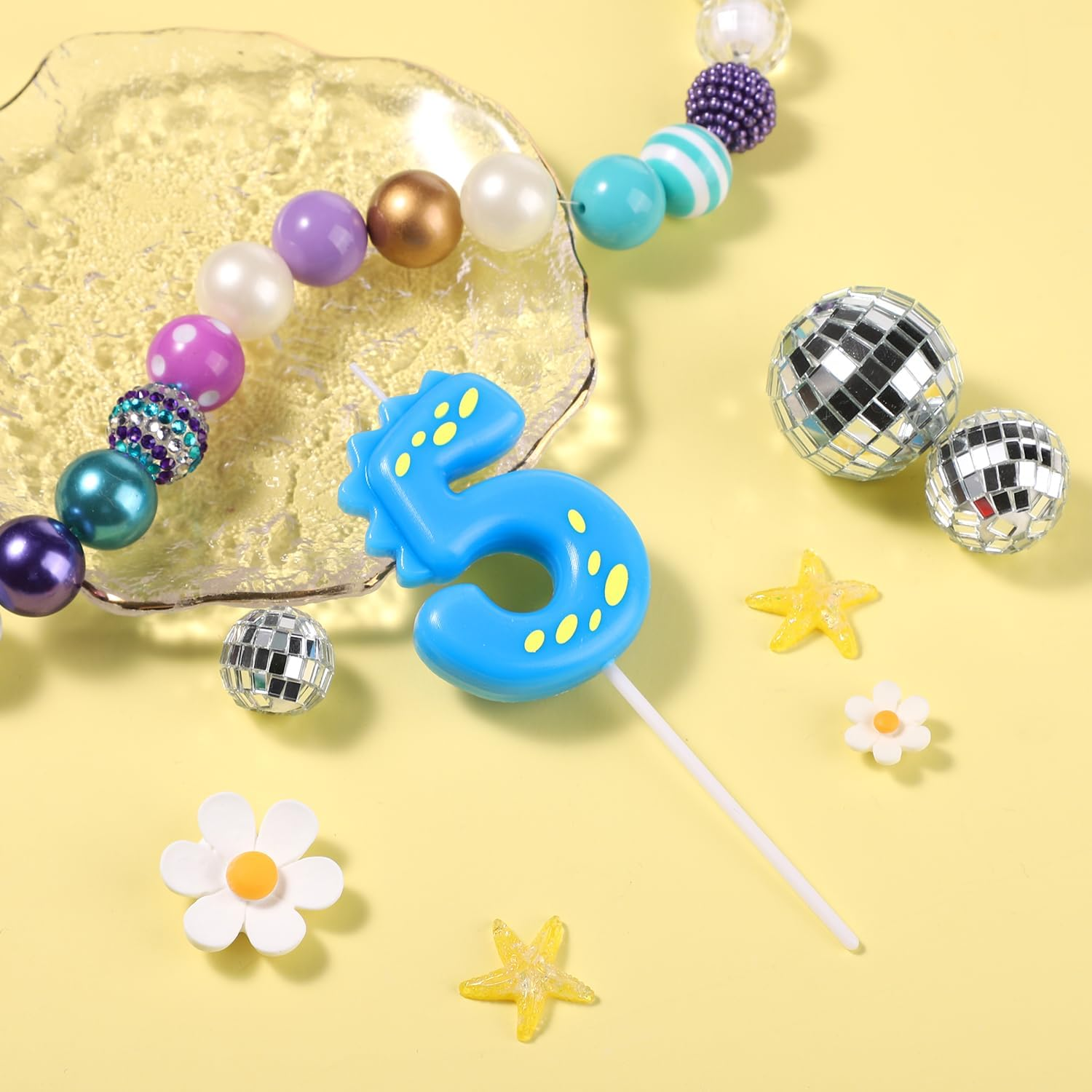 Birthday Number Candles, 5.51 Inch Cute Dinosaur Number Candle Happy Birthday Cake Toppers Decorations for Boys Girls Kids Adults Dino Theme Party Anniversary Celebration Supplies (Number 5) image number 4