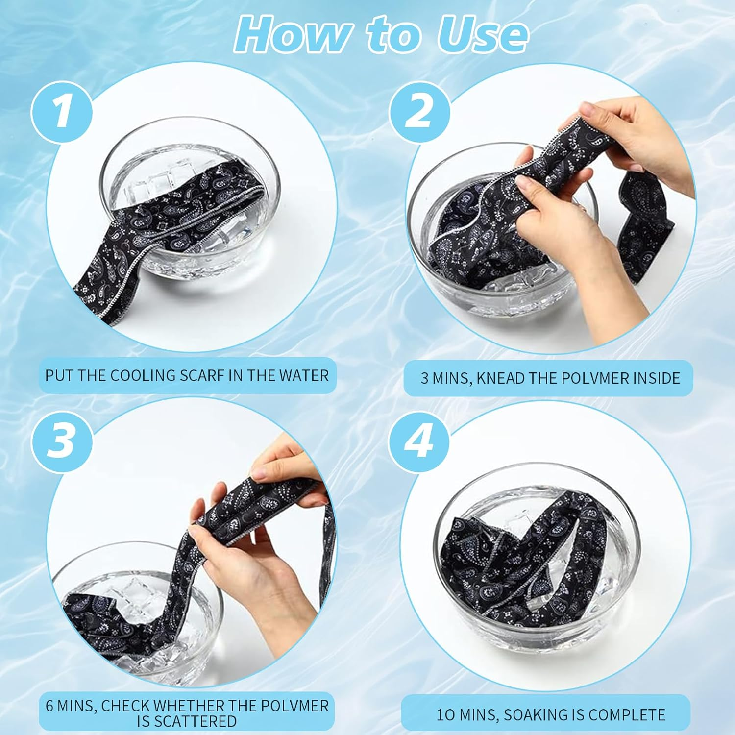 2 Pcs Neck Wrap Headband 100X5Cm Cooling Bandana Scarf Reusable Cold Towel for Men Women, Printed Sweat Absorbing Tie Around, Soak Chill Technology for Instant Cooling Relief - Orange image number 2